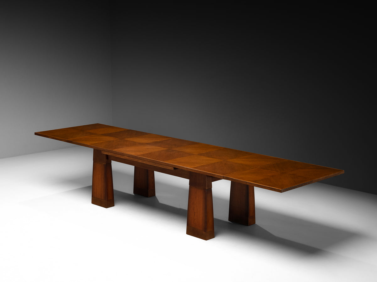 Ernesto Valabrega Grand Extendable Dining or Conference Table in Oak Tables Morentz