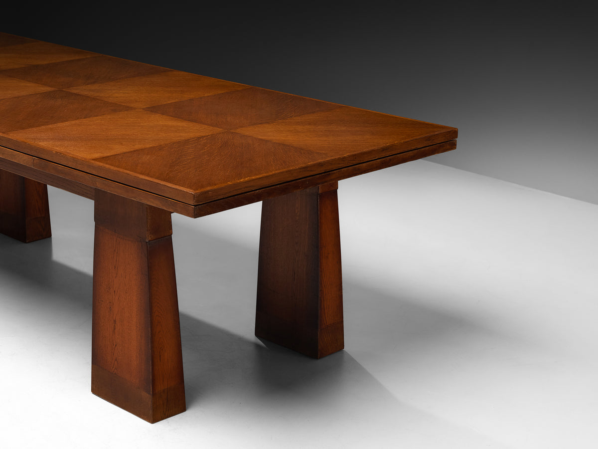 Ernesto Valabrega Grand Extendable Dining or Conference Table in Oak Tables Morentz