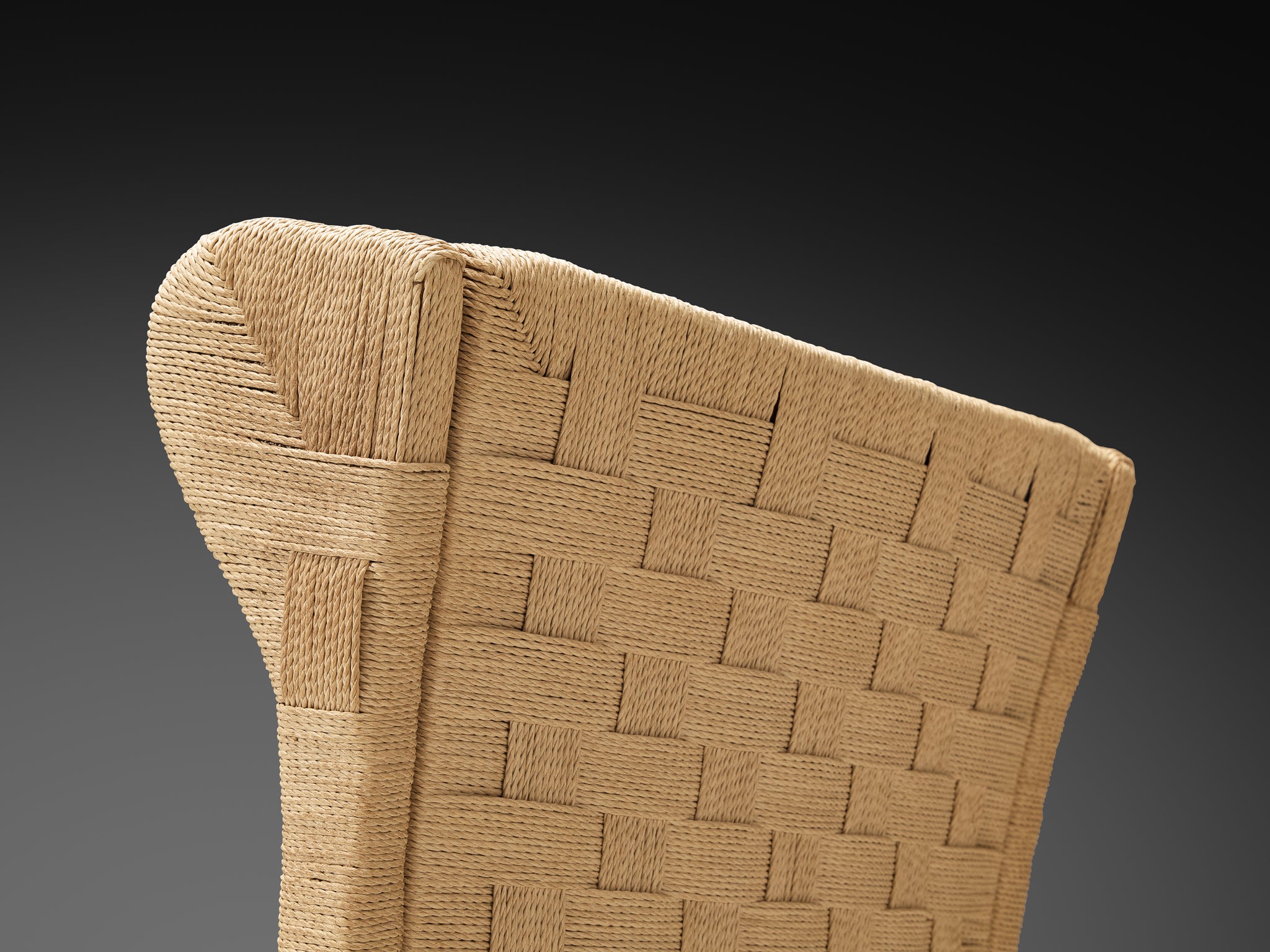 Ernesto Valabrega Set of Twelve Dining Chairs in Chestnut and Braided Cord Seating Morentz