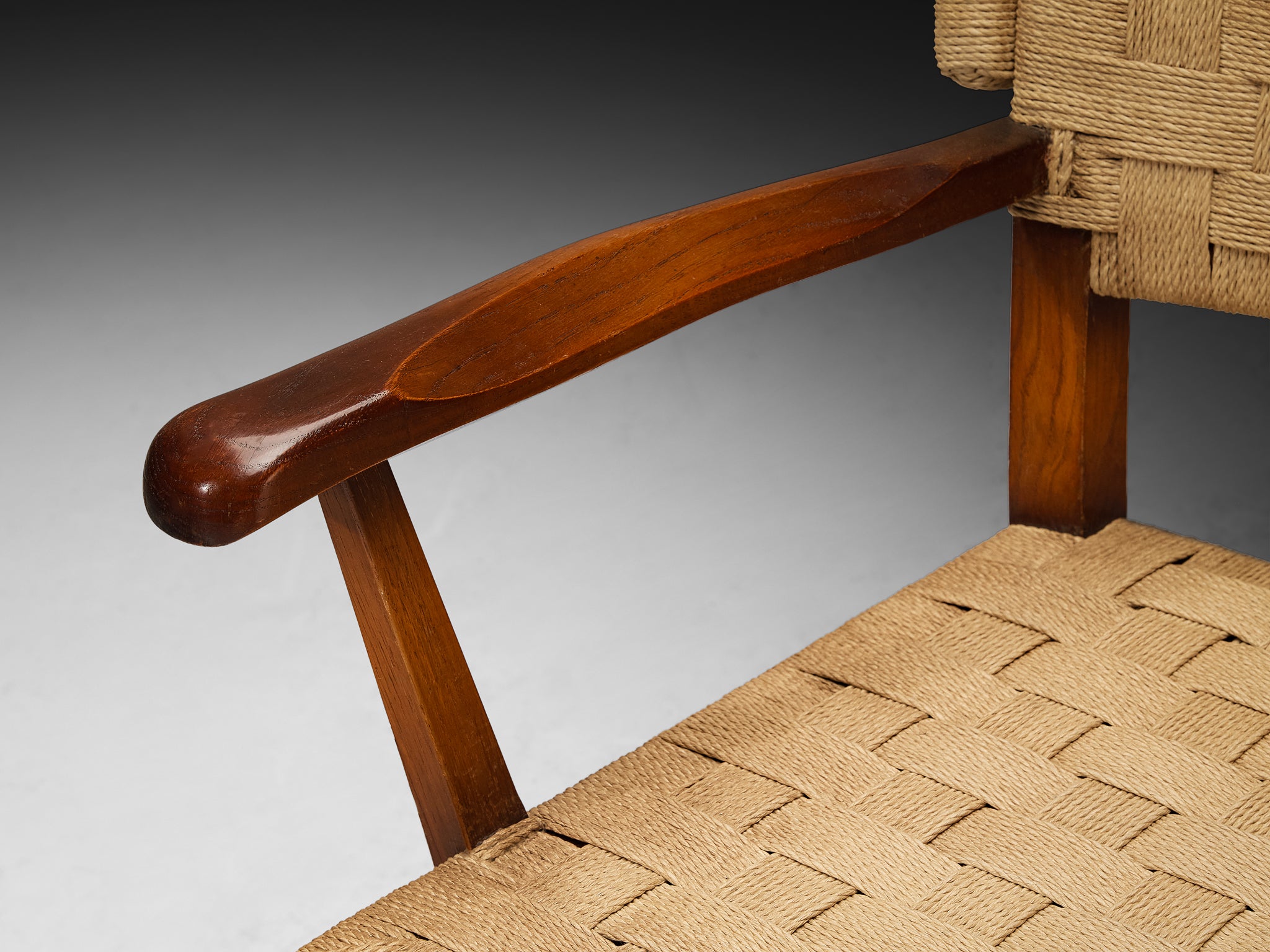 Ernesto Valabrega Set of Twelve Dining Chairs in Chestnut and Braided Cord Seating Morentz