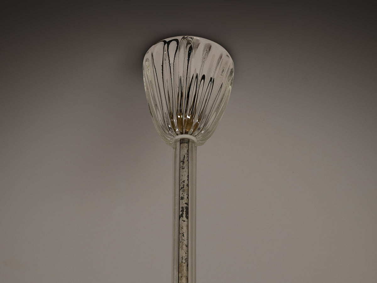 Italian Chandelier with Twisted Glass Arms and Floral Details Lighting Morentz