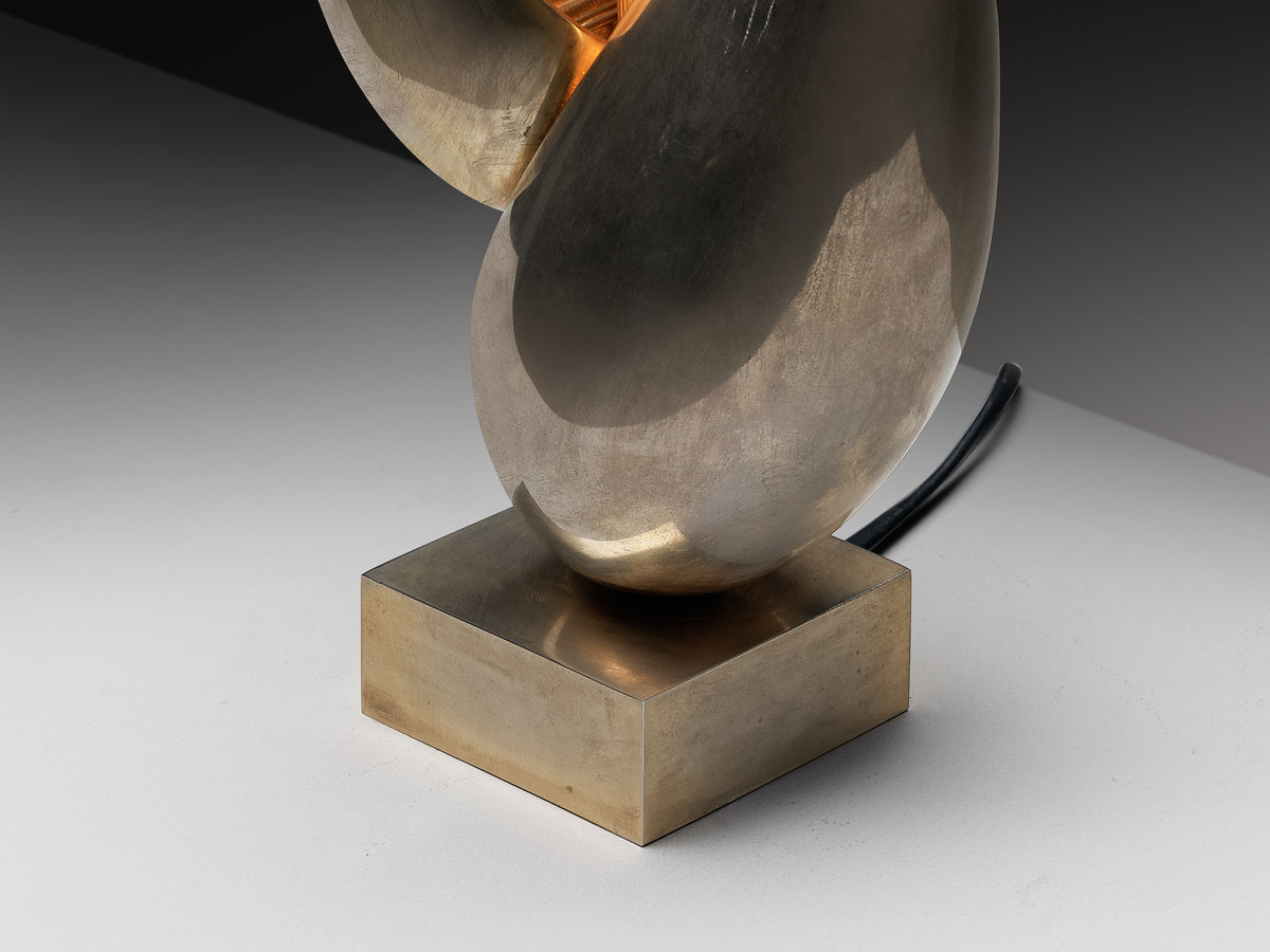 Michel Armand Rare Sculptural Table Lamp in Nickel Plated Bronze