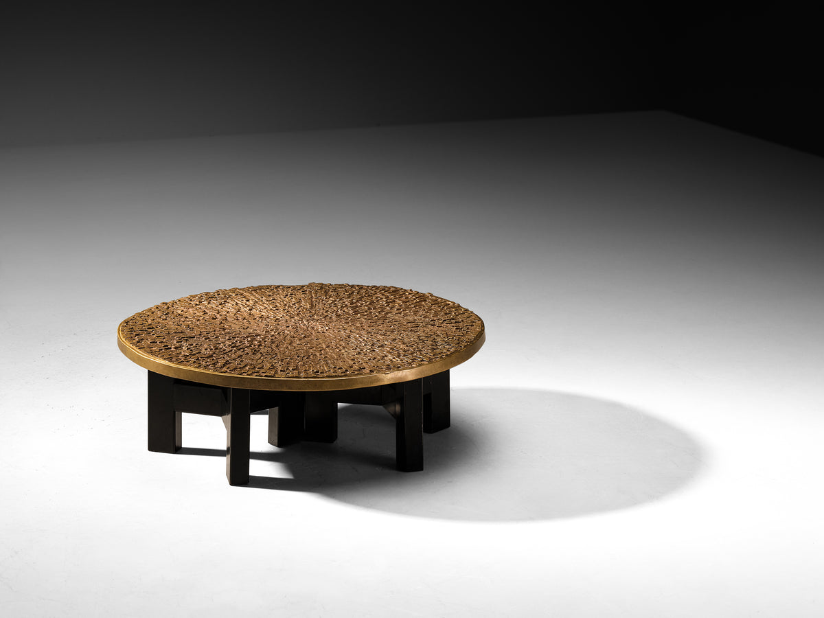 Early and Rare Ado Chale 'Relief d'Agate' Coffee Table in Cast Bronze Tables Morentz