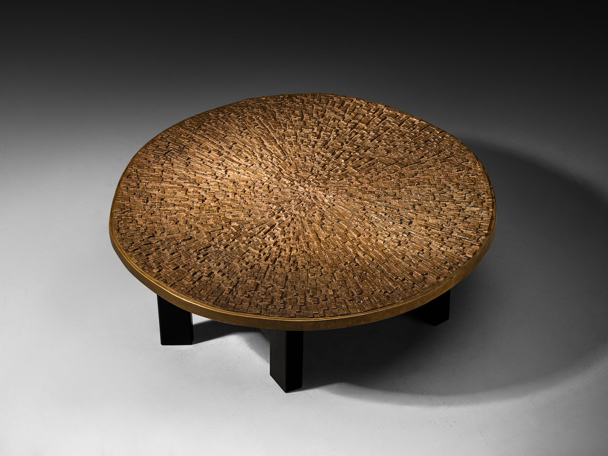 Early and Rare Ado Chale 'Relief d'Agate' Coffee Table in Cast Bronze Tables Morentz