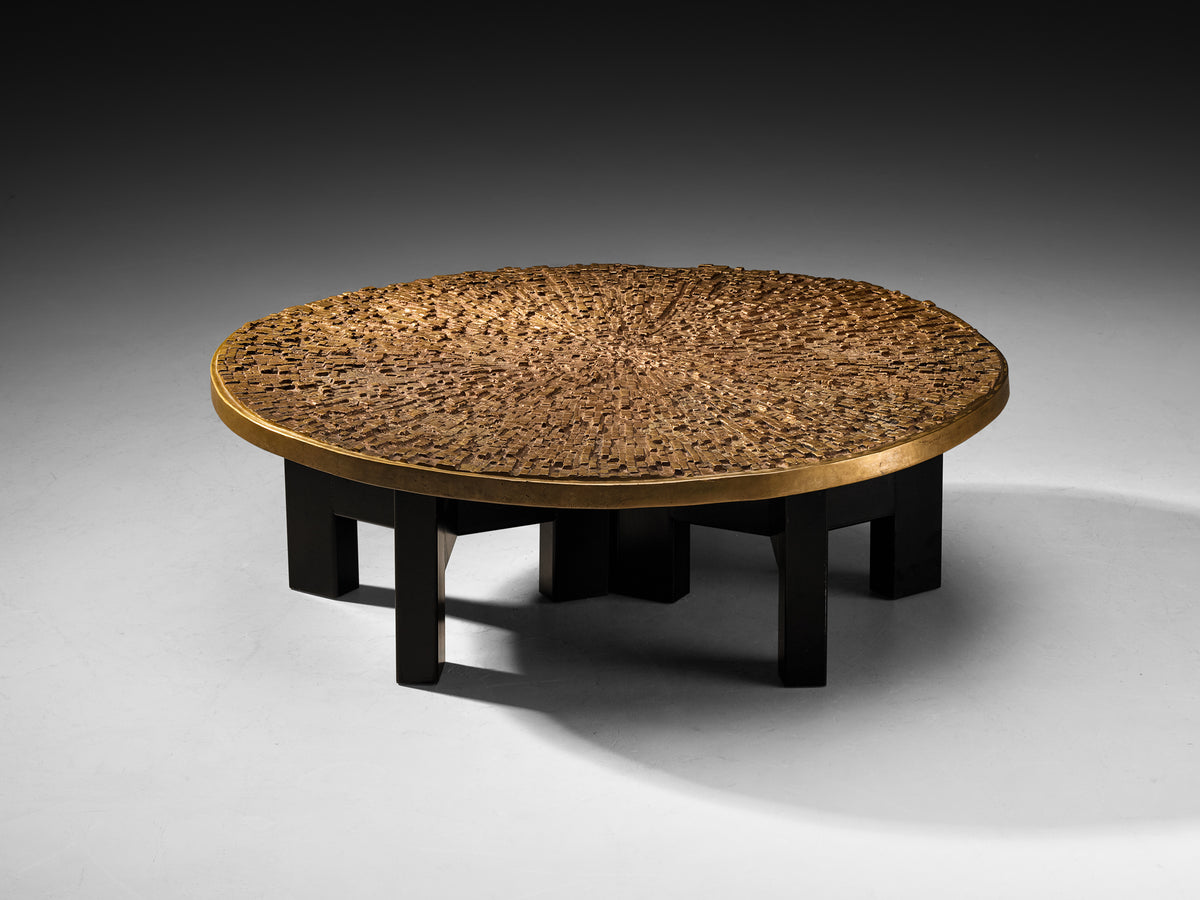 Early and Rare Ado Chale 'Relief d'Agate' Coffee Table in Cast Bronze