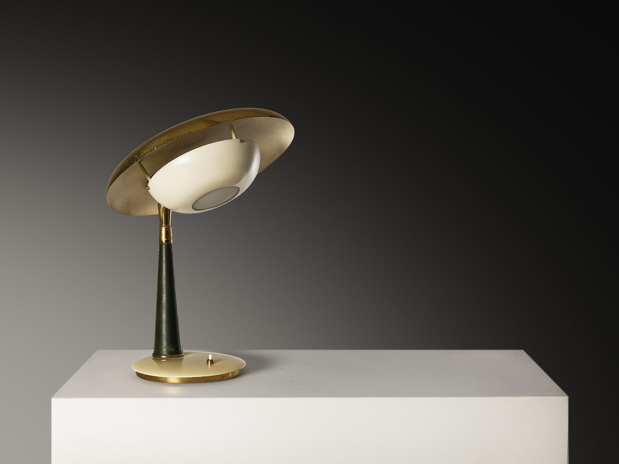 Angelo Lelii for Arredoluce Rare Table Lamp in Brass and Marble Lighting Morentz