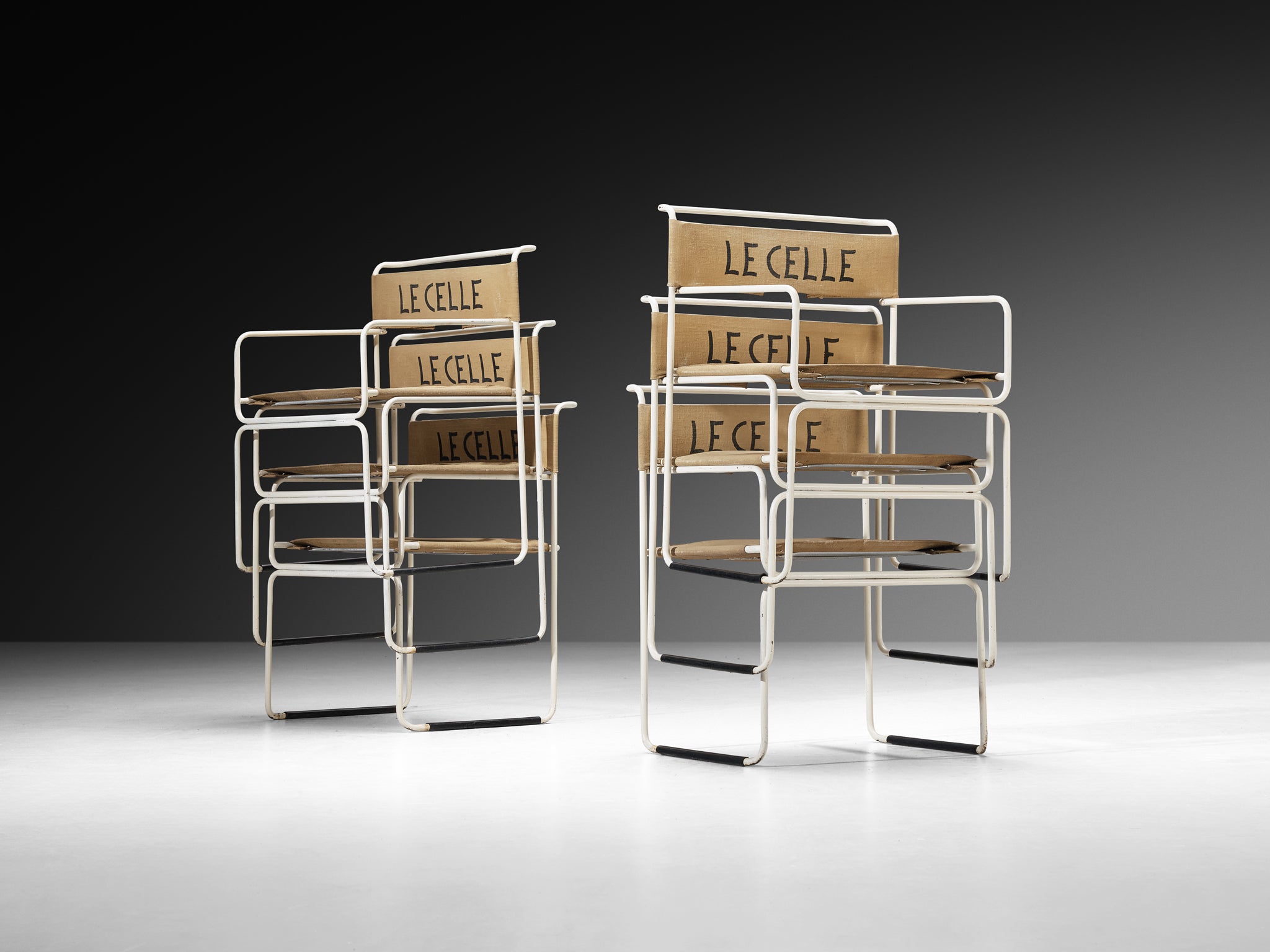 Giovanni Carini for Planula Set of Twelve 'Libellula' Dining Chairs in Canvas Seating Morentz