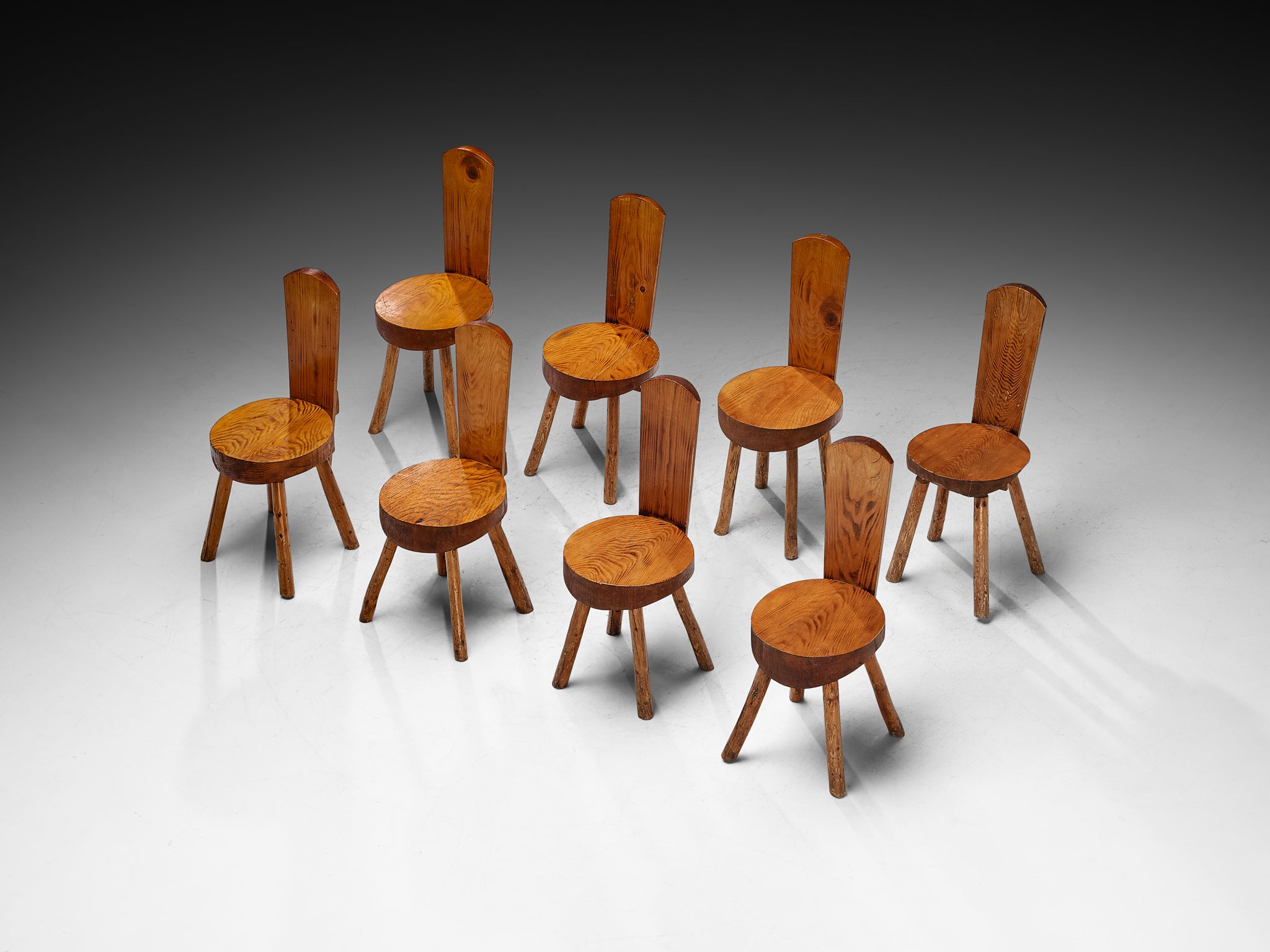 French Alpine Chalet Chairs in Solid Pine Seating Morentz
