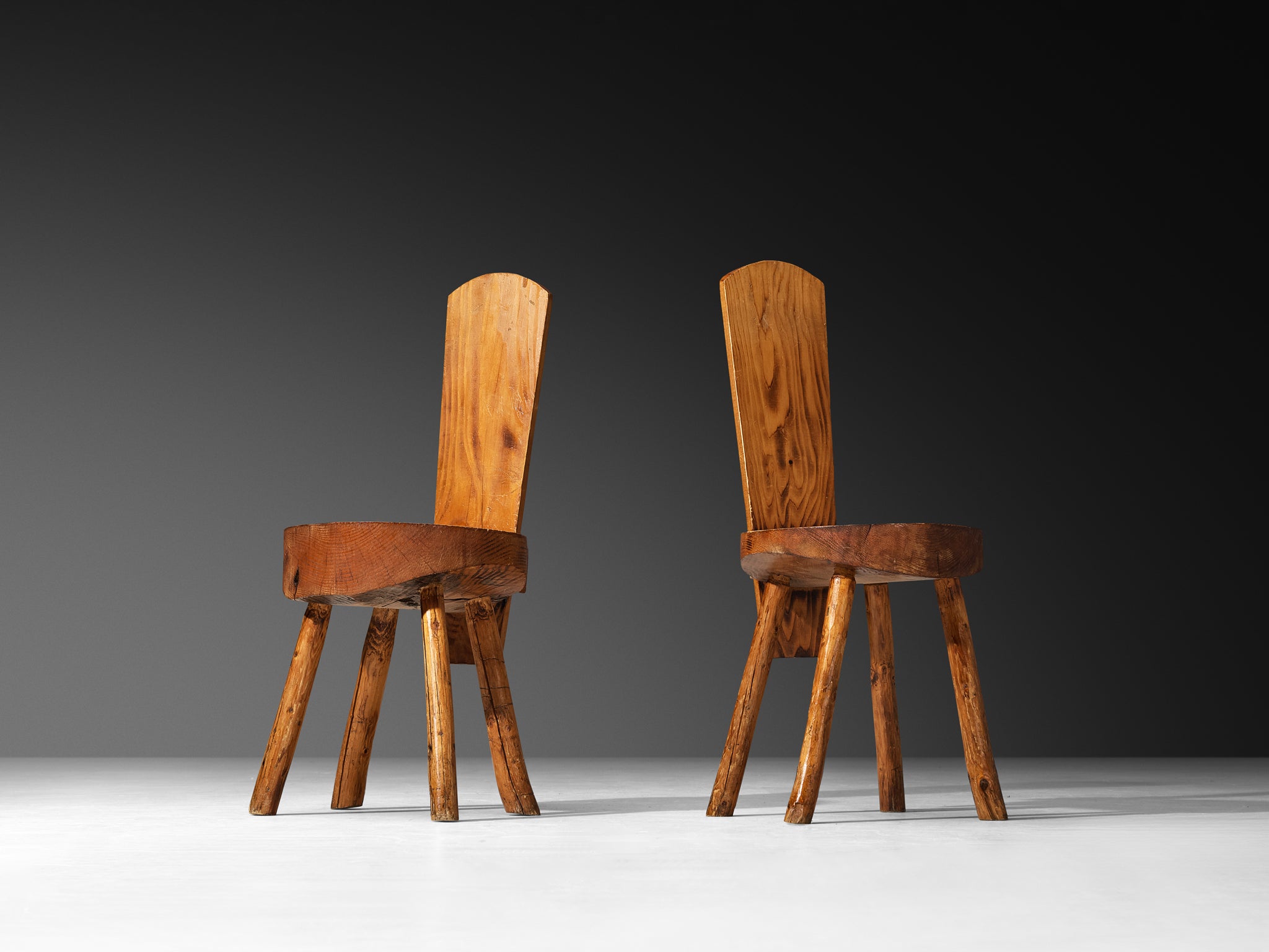 French Alpine Chalet Chairs in Solid Pine
