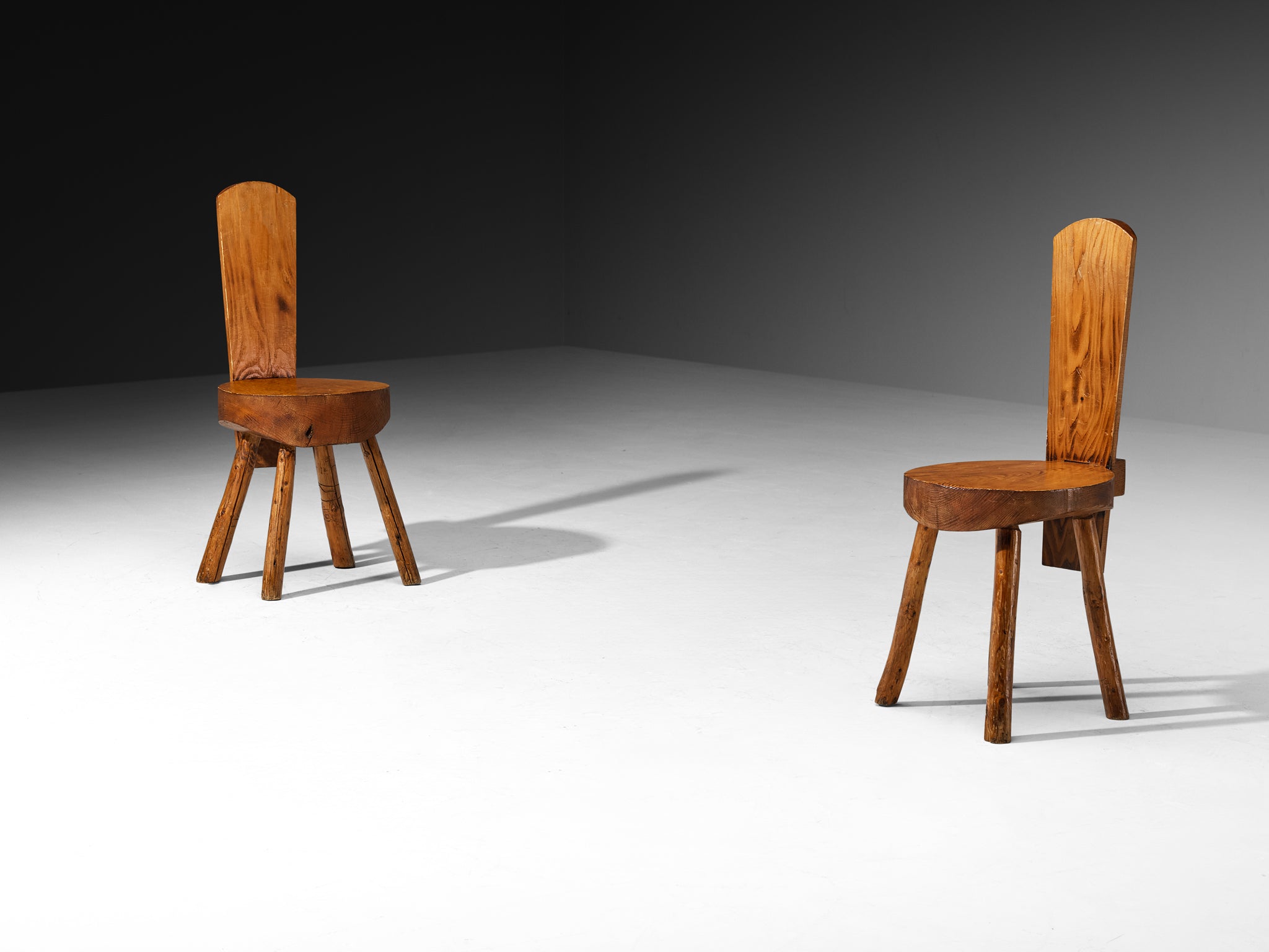 French Alpine Chalet Chairs in Solid Pine