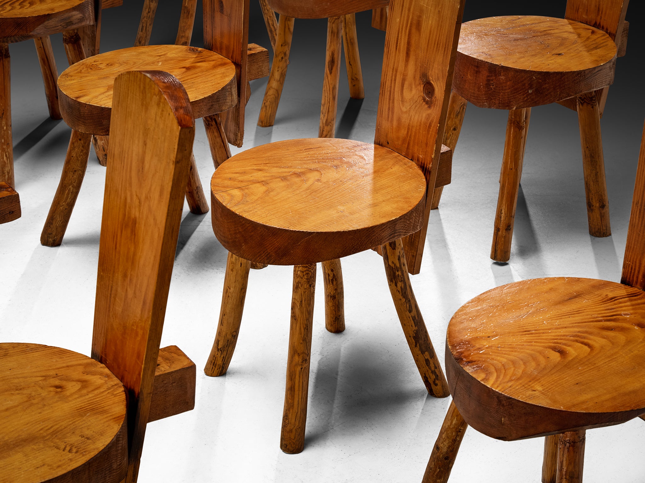 French Alpine Chalet Chairs in Solid Pine Seating Morentz