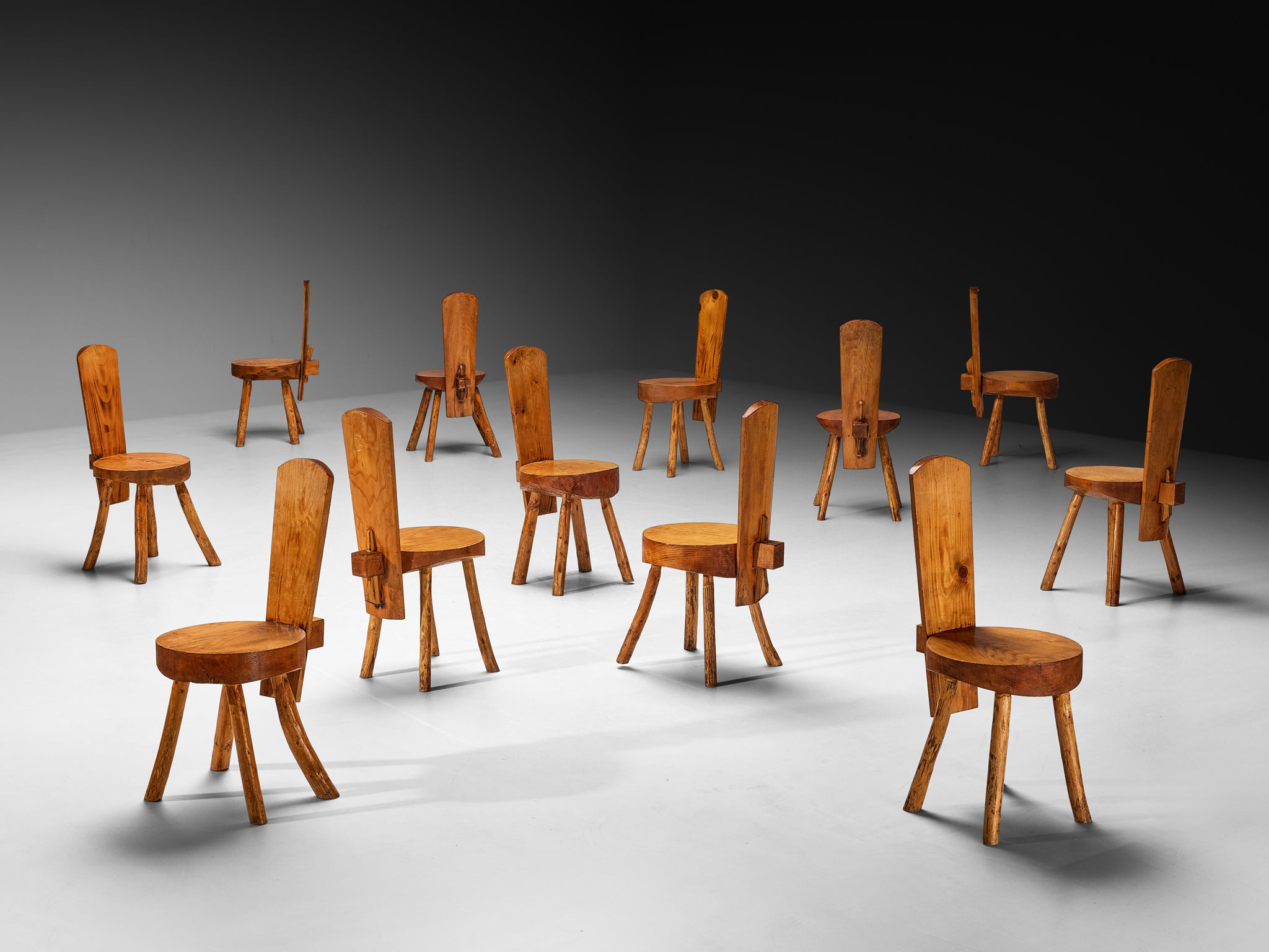 French Alpine Chalet Chairs in Solid Pine Seating Morentz