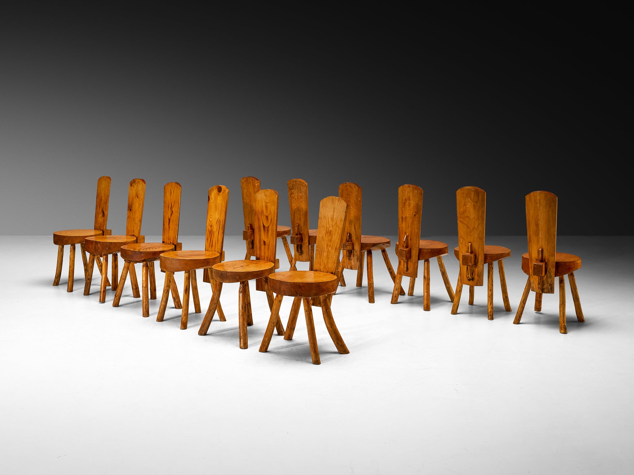 French Alpine Chalet Chairs in Solid Pine Seating Morentz