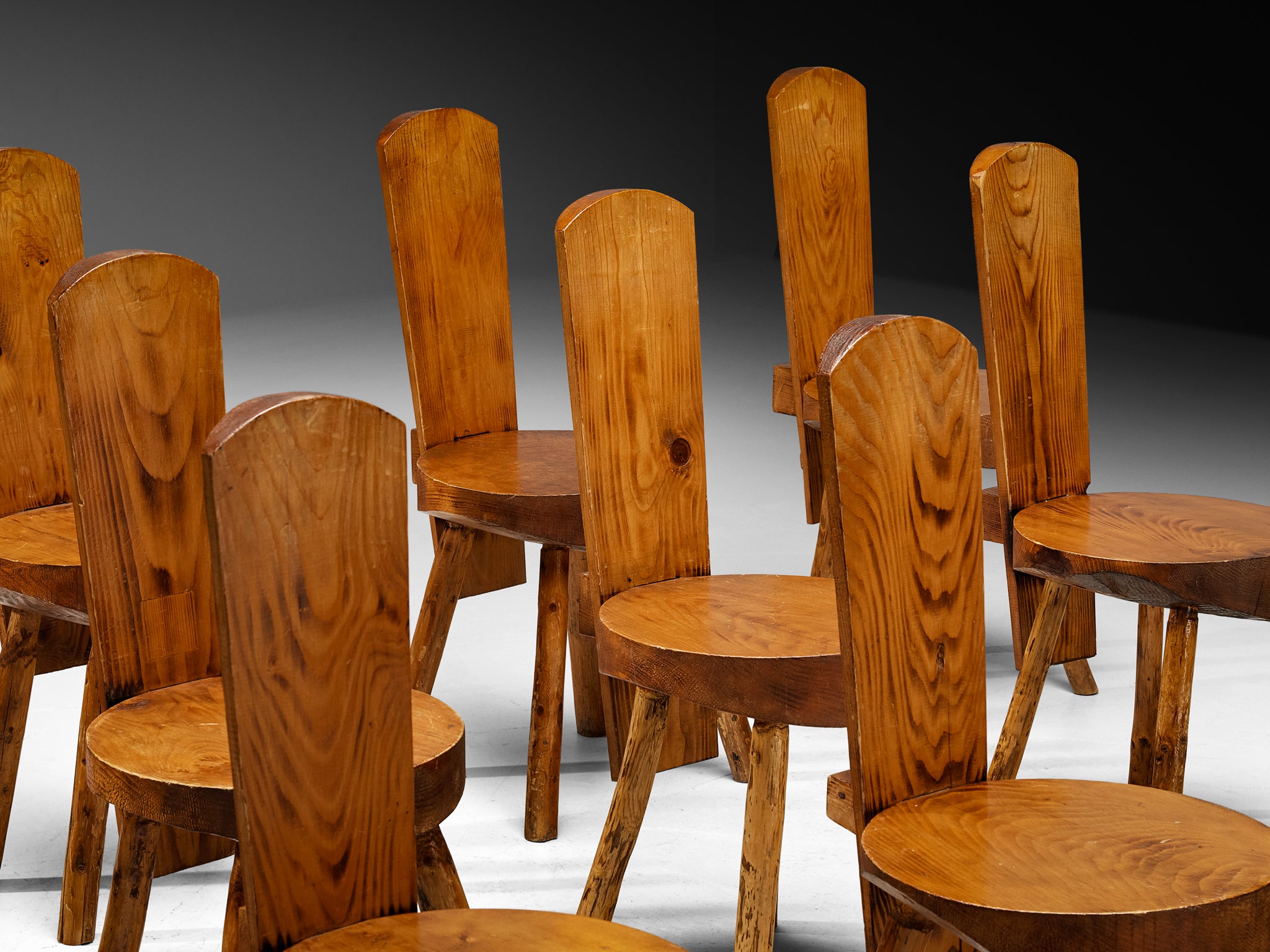 French Alpine Chalet Chairs in Solid Pine Seating Morentz