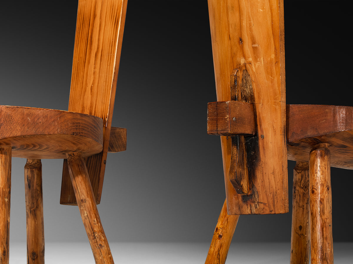 French Alpine Chalet Chairs in Solid Pine Seating Morentz