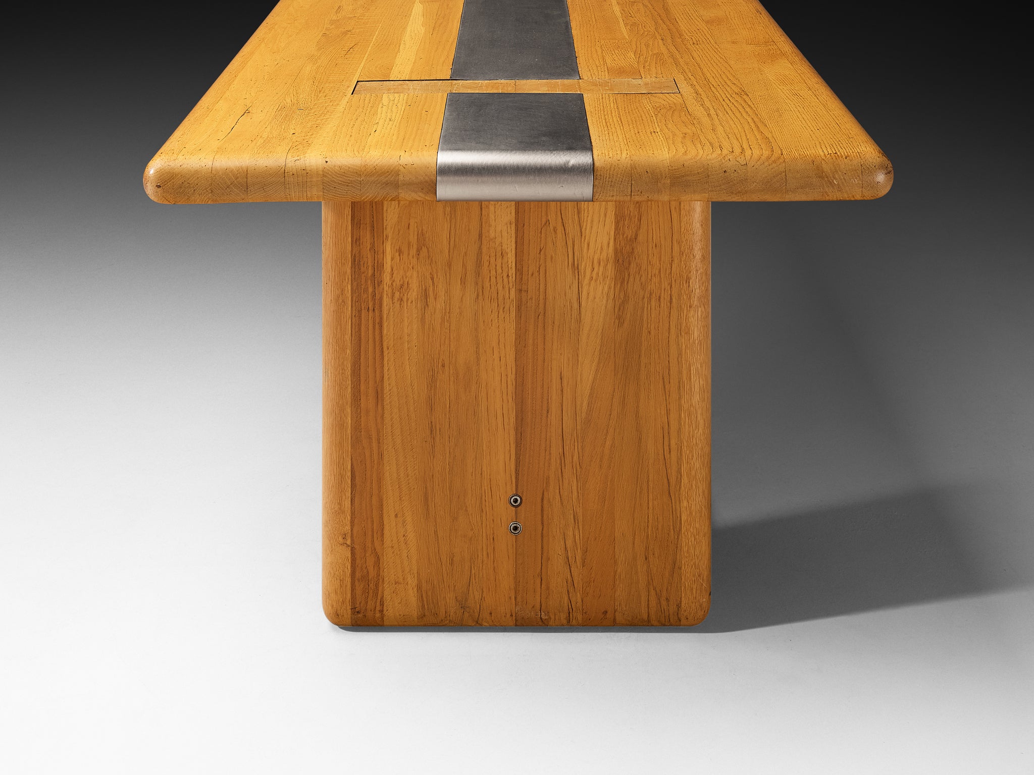 Italian Dining Table in Oak with Aluminum Inlays 250cm/98.43in. Tables Morentz