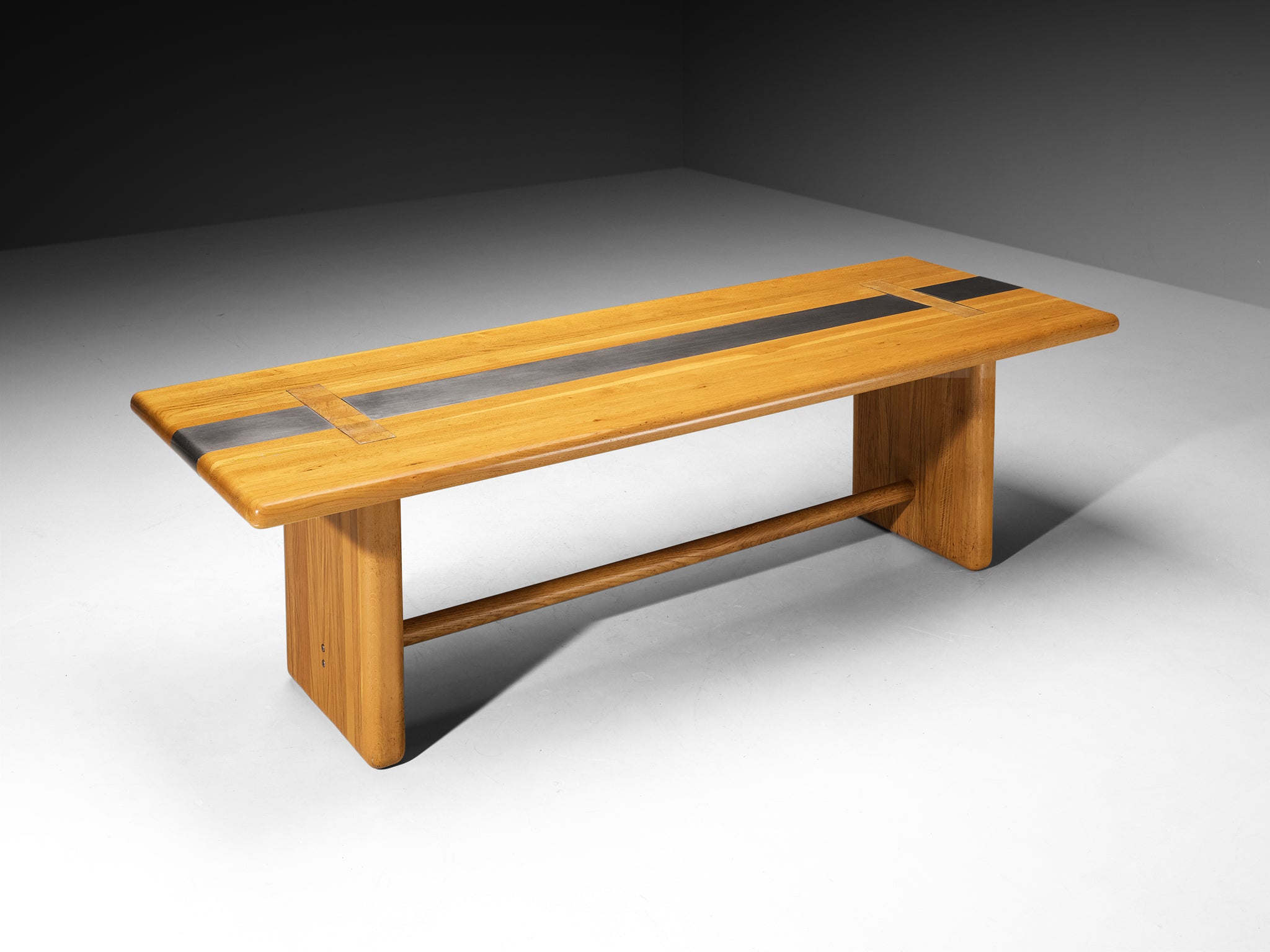 Italian Dining Table in Oak with Aluminum Inlays 250cm/98.43in. Tables Morentz