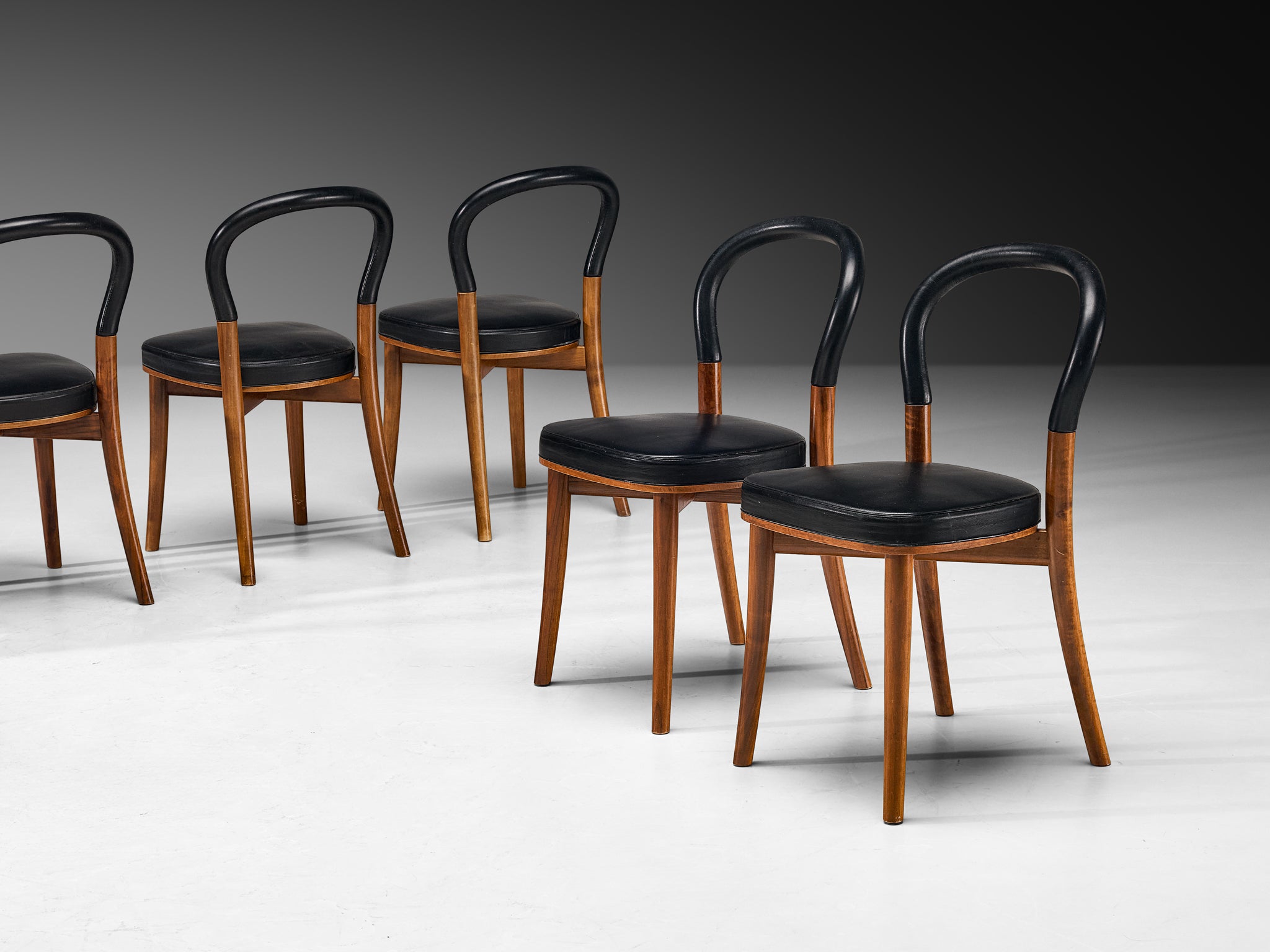 Erik Gunnar Asplund for Cassina Set of Eight 'Göteborg' Dining Chairs in Walnut Seating Morentz