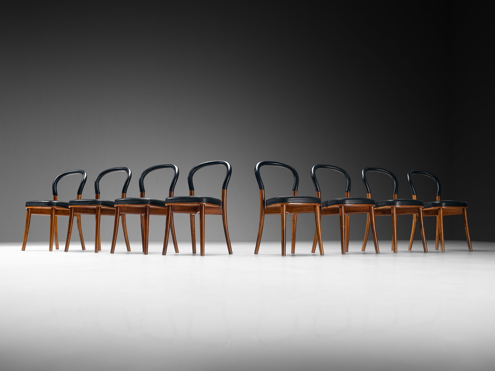 Erik Gunnar Asplund for Cassina Set of Eight 'Göteborg' Dining Chairs in Walnut Seating Morentz