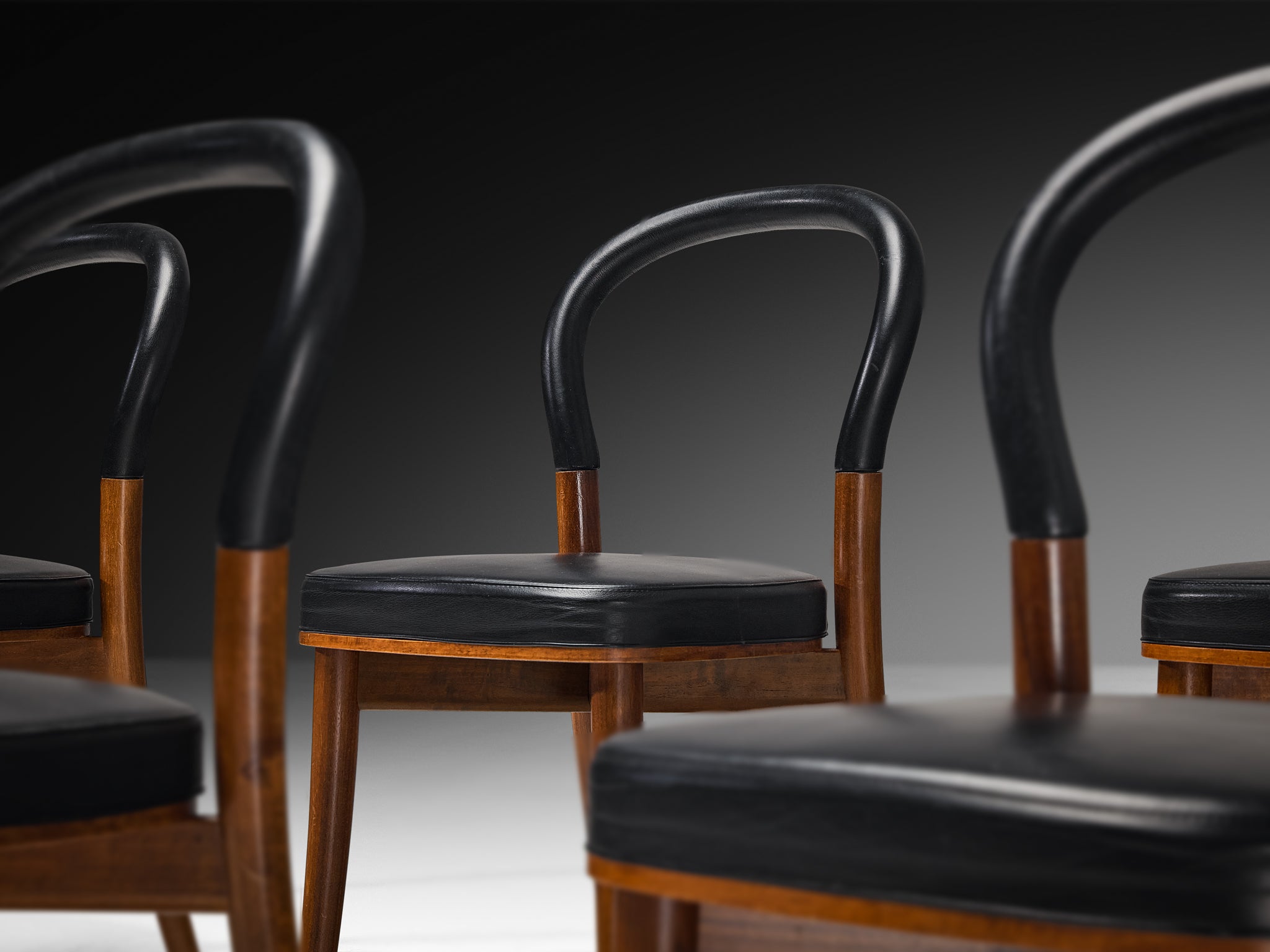 Erik Gunnar Asplund for Cassina Set of Eight 'Göteborg' Dining Chairs in Walnut Seating Morentz