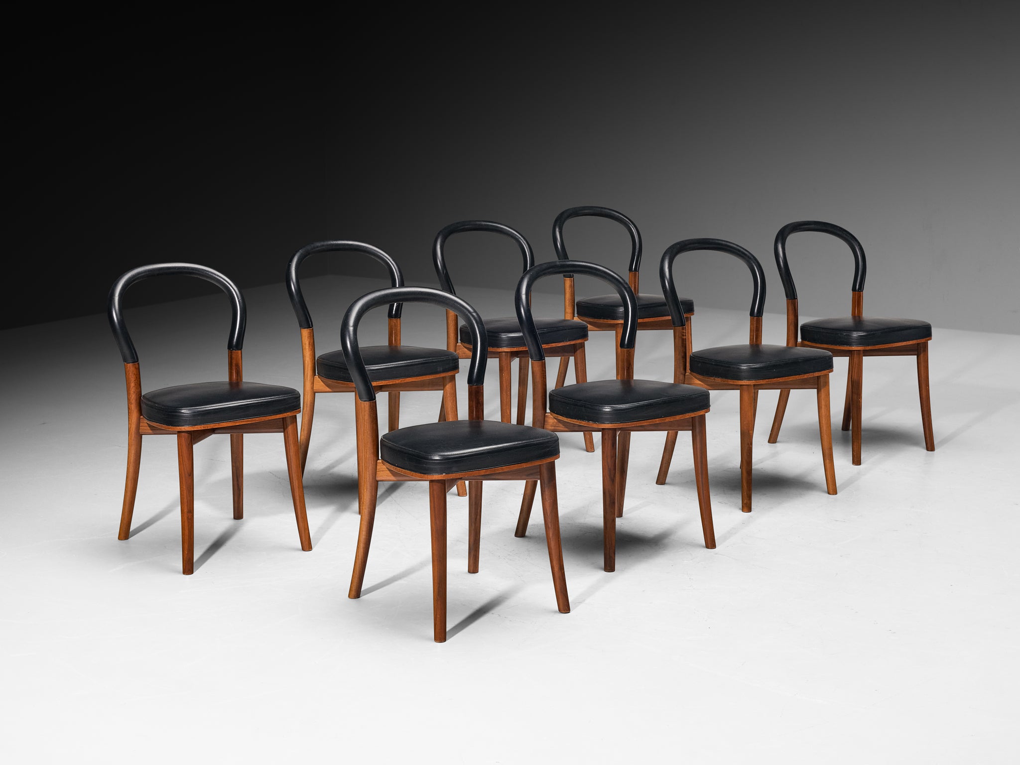 Erik Gunnar Asplund for Cassina Set of Eight 'Göteborg' Dining Chairs in Walnut Seating Morentz