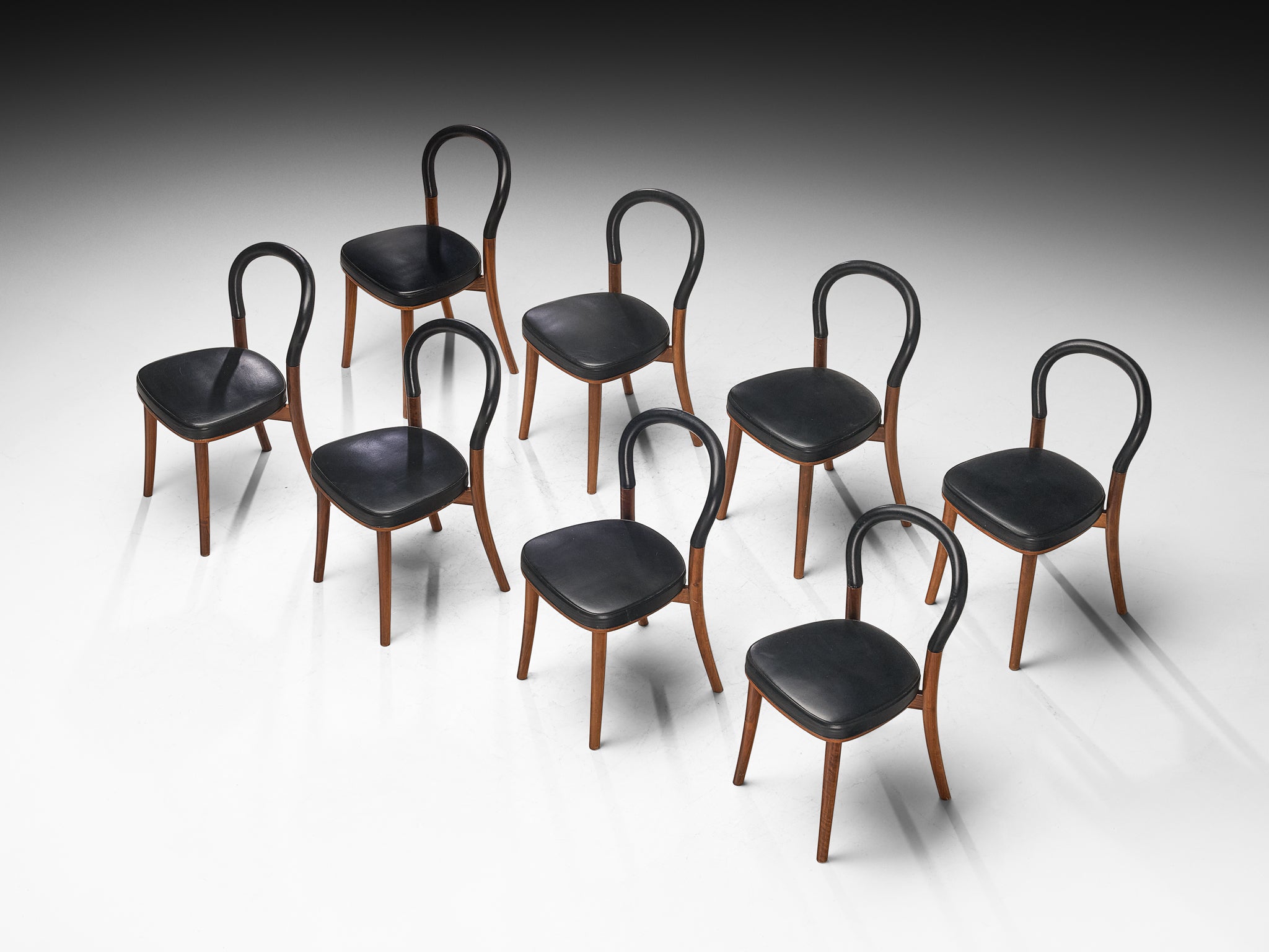Erik Gunnar Asplund for Cassina Set of Eight 'Göteborg' Dining Chairs in Walnut Seating Morentz
