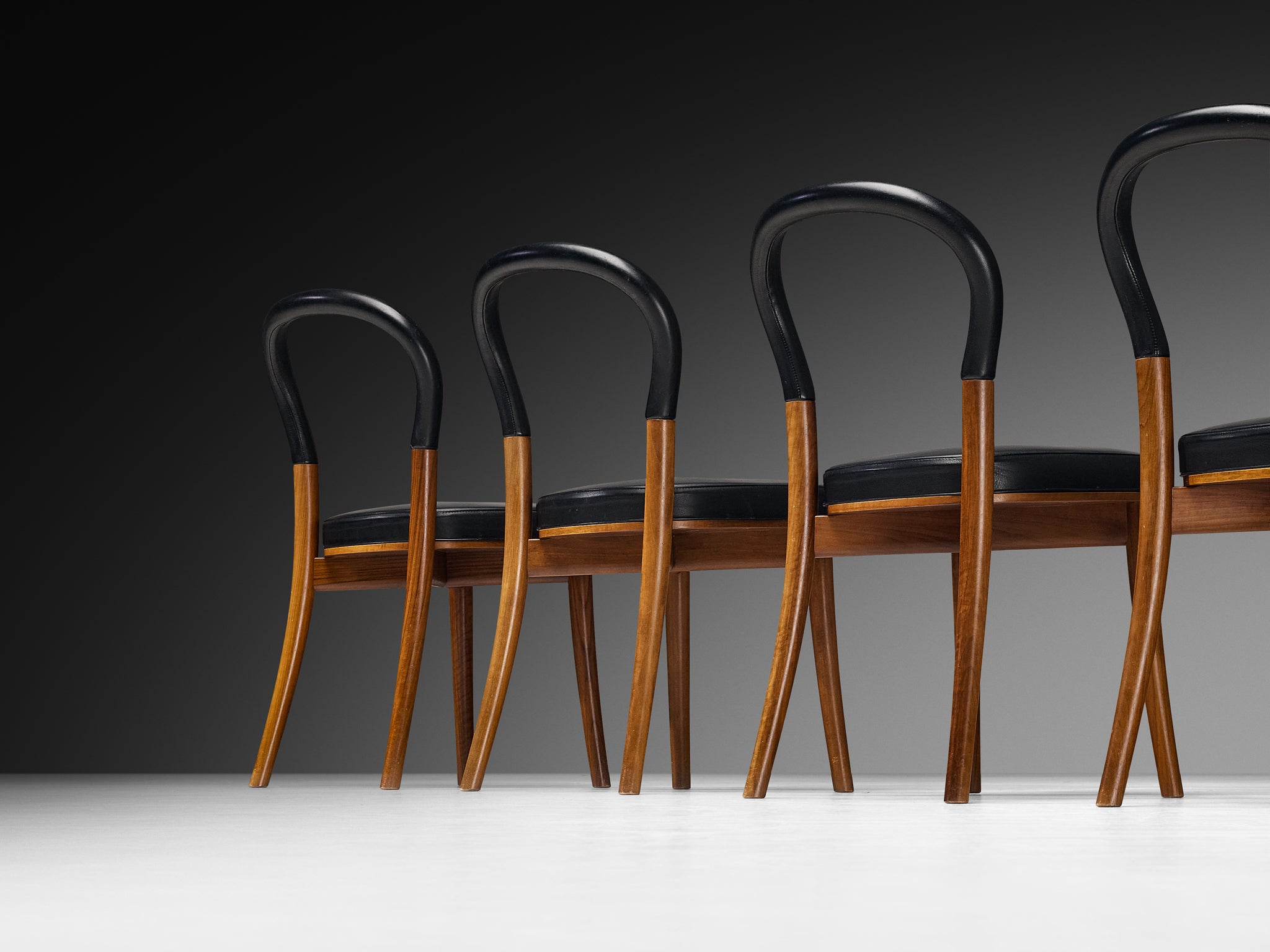 Erik Gunnar Asplund for Cassina Set of Eight 'Göteborg' Dining Chairs in Walnut Seating Morentz