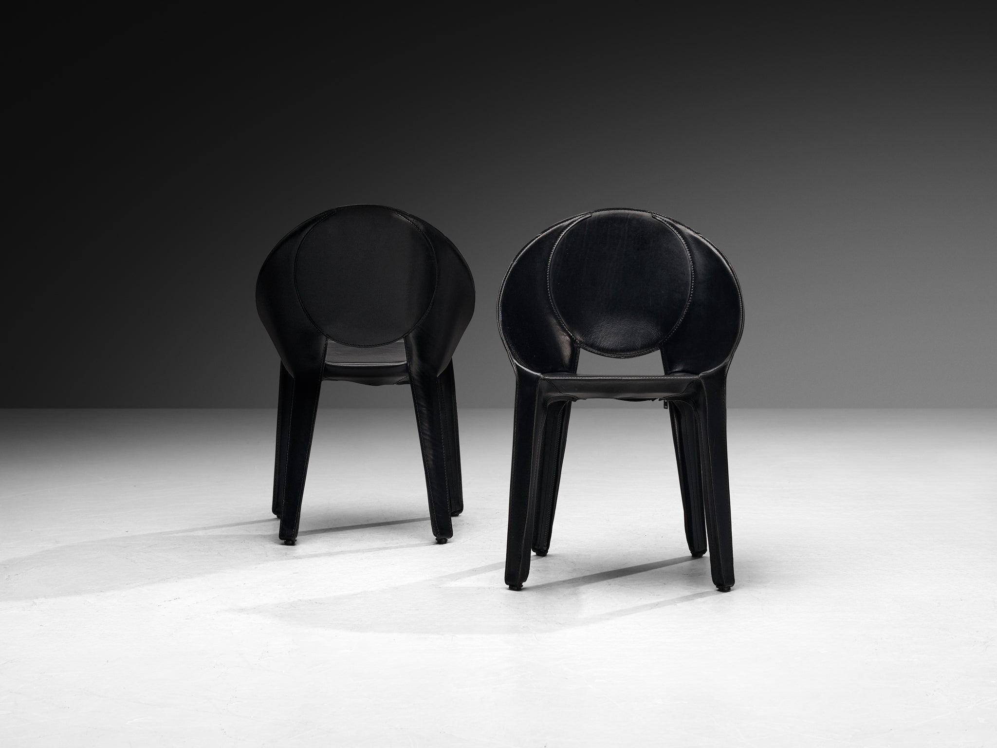 Mario Bellini for Cassina Set of Ten ‘Lira e Liuto’ Dining Chairs in Leather Seating Morentz