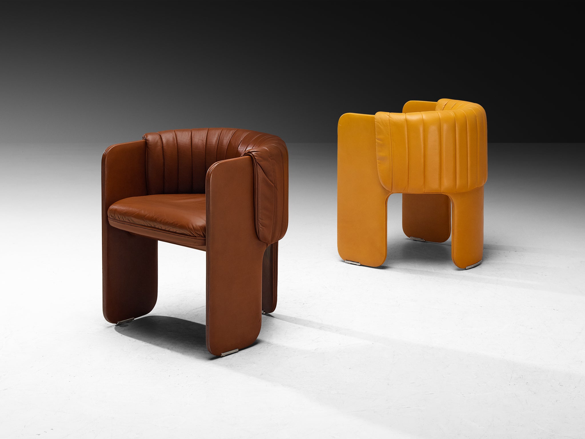 Luigi Massoni for Poltrona Frau Bicolor Set of Ten 'Dinette’ Armchairs in Leather Seating Morentz