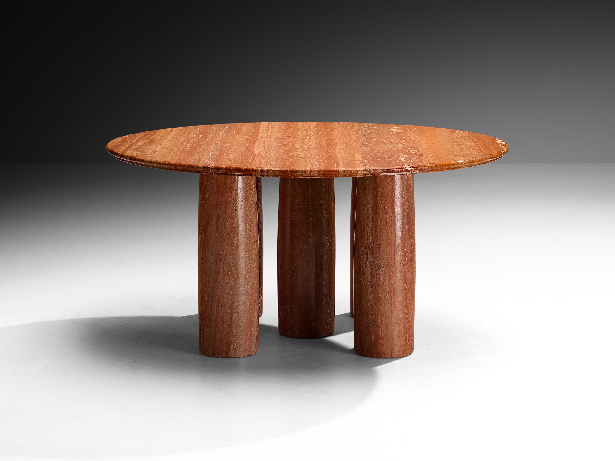 Mario Bellini Round 'Il Colonato' Table in Massive Red Persian Travertine 150cm Tables Morentz