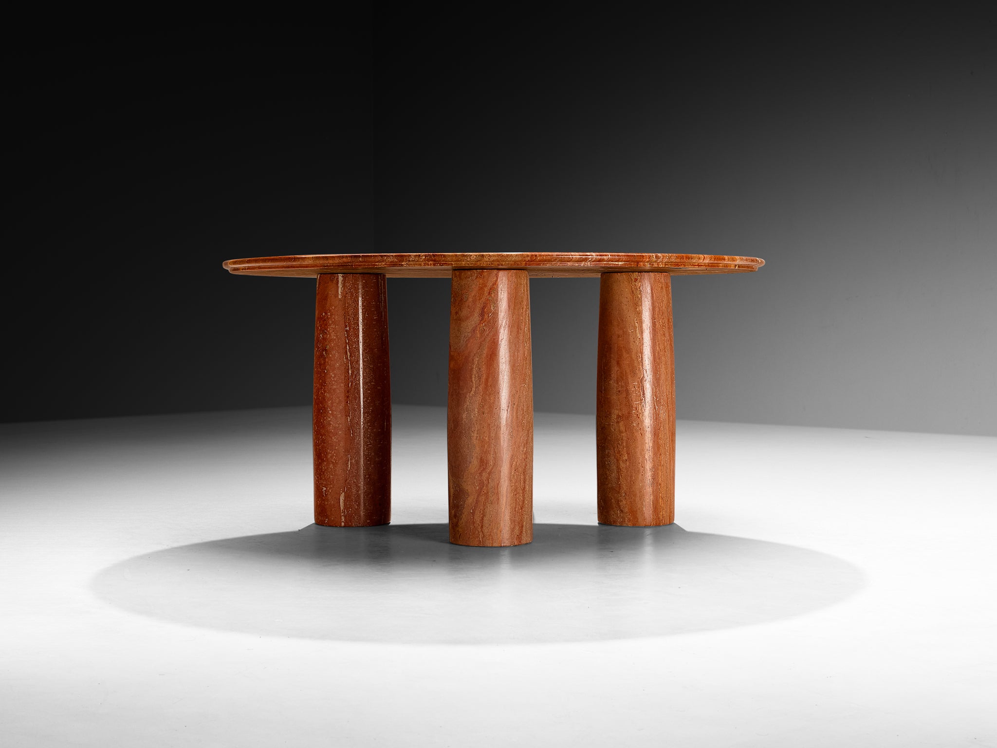 Mario Bellini Round 'Il Colonato' Table in Massive Red Persian Travertine 150cm Tables Morentz