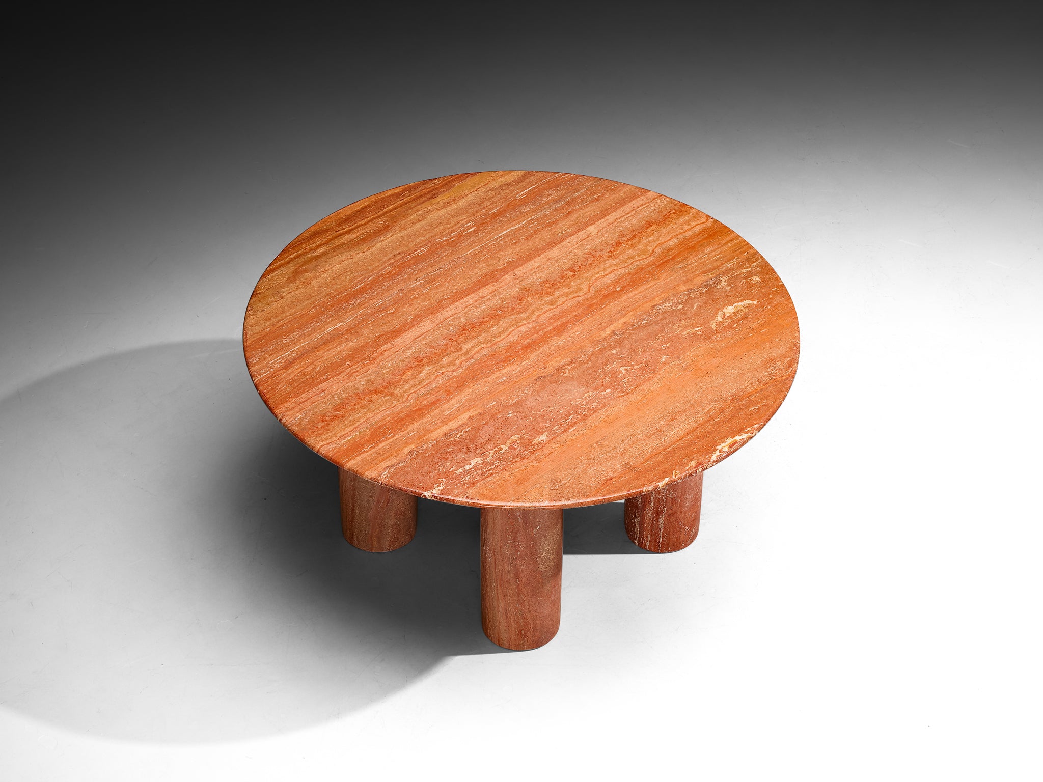 Mario Bellini Round 'Il Colonato' Table in Massive Red Persian Travertine 150cm Tables Morentz