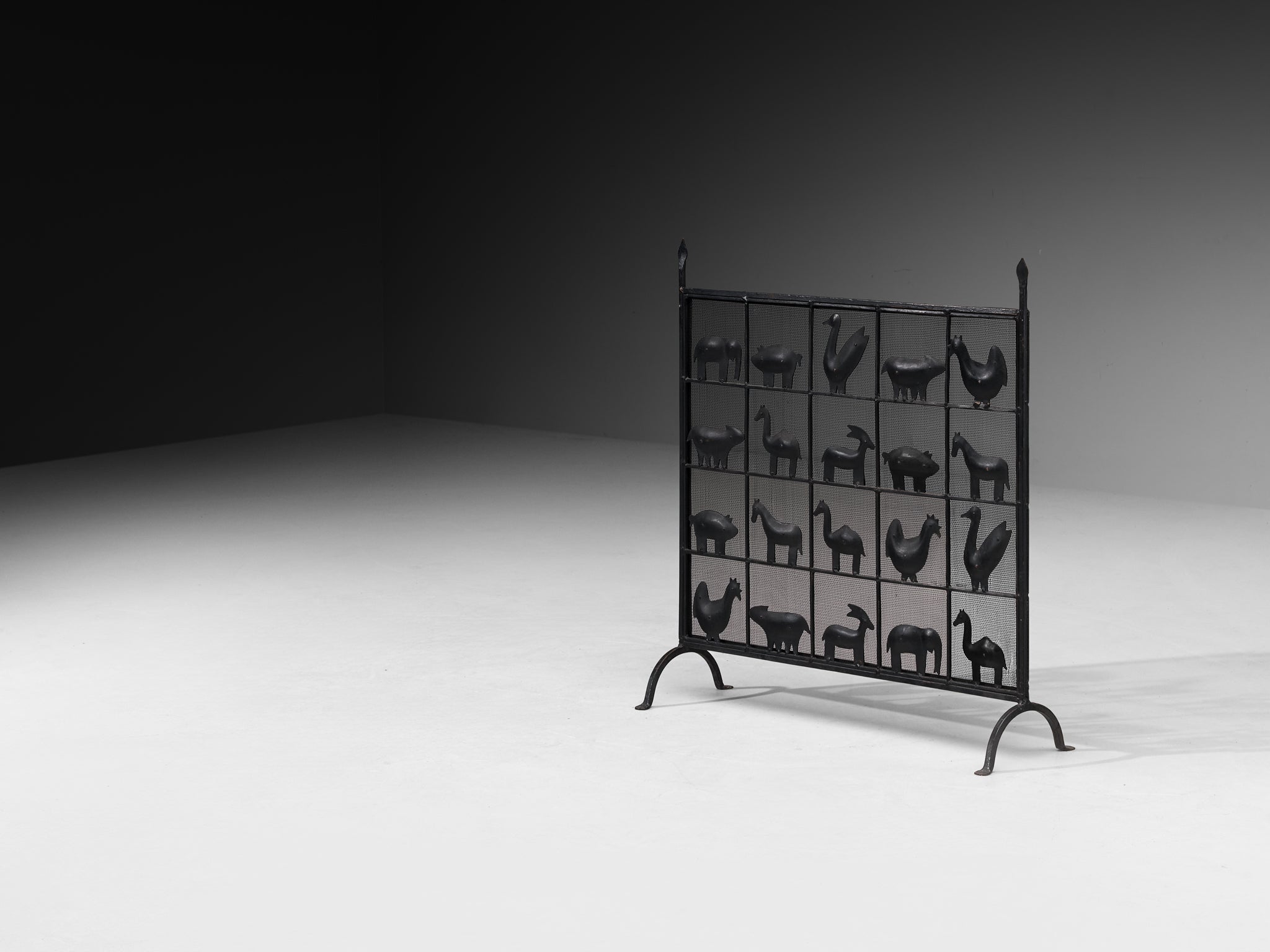 Atelier Marolles Wrought Iron Animal Fire Screen 1950s Building and Garden Elements Morentz
