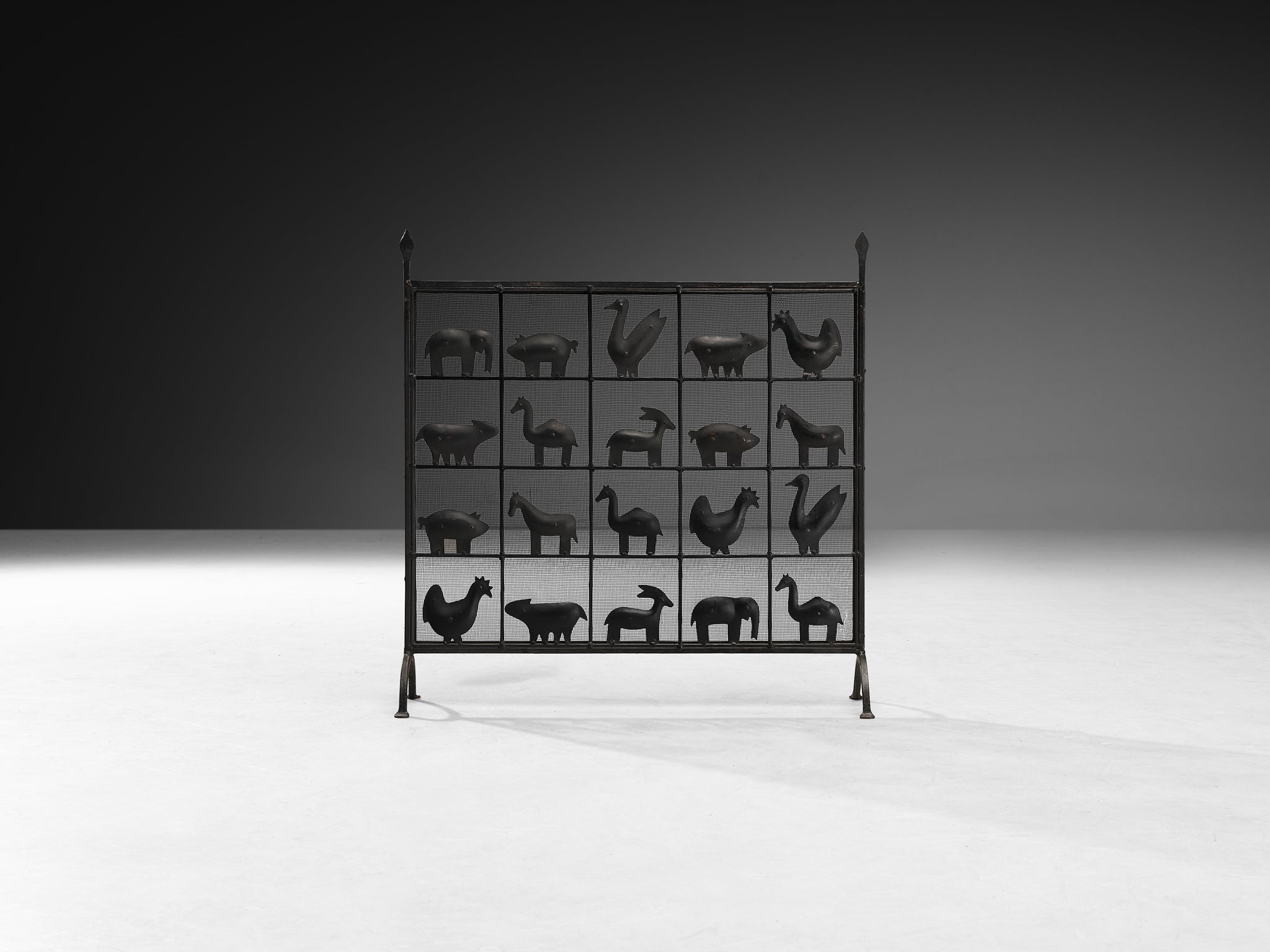 Atelier Marolles Wrought Iron Animal Fire Screen 1950s Building and Garden Elements Morentz