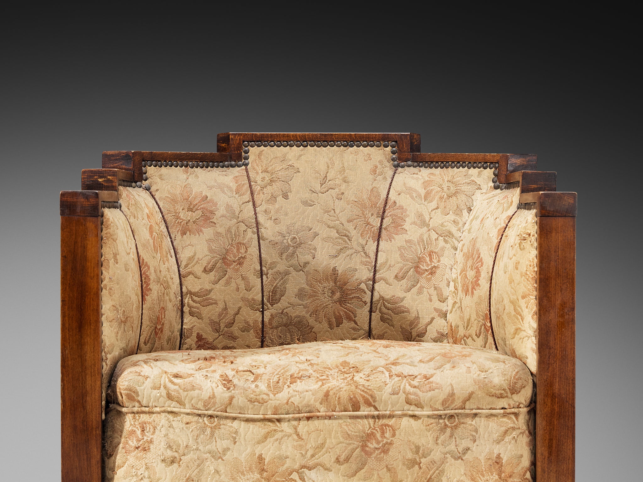 1930s Art Deco Lounge Chair with Geometric Frame Seating Morentz