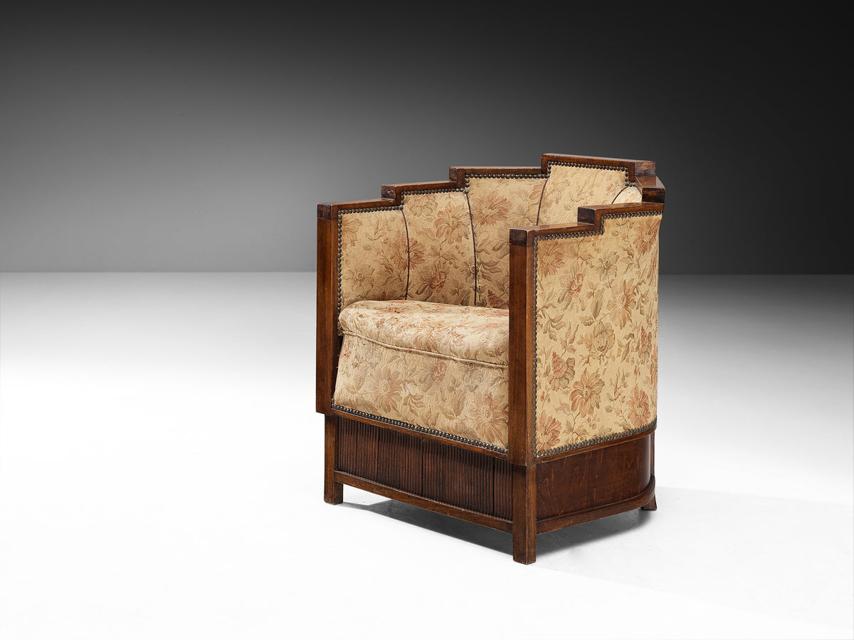 1930s Art Deco Lounge Chair with Geometric Frame Seating Morentz