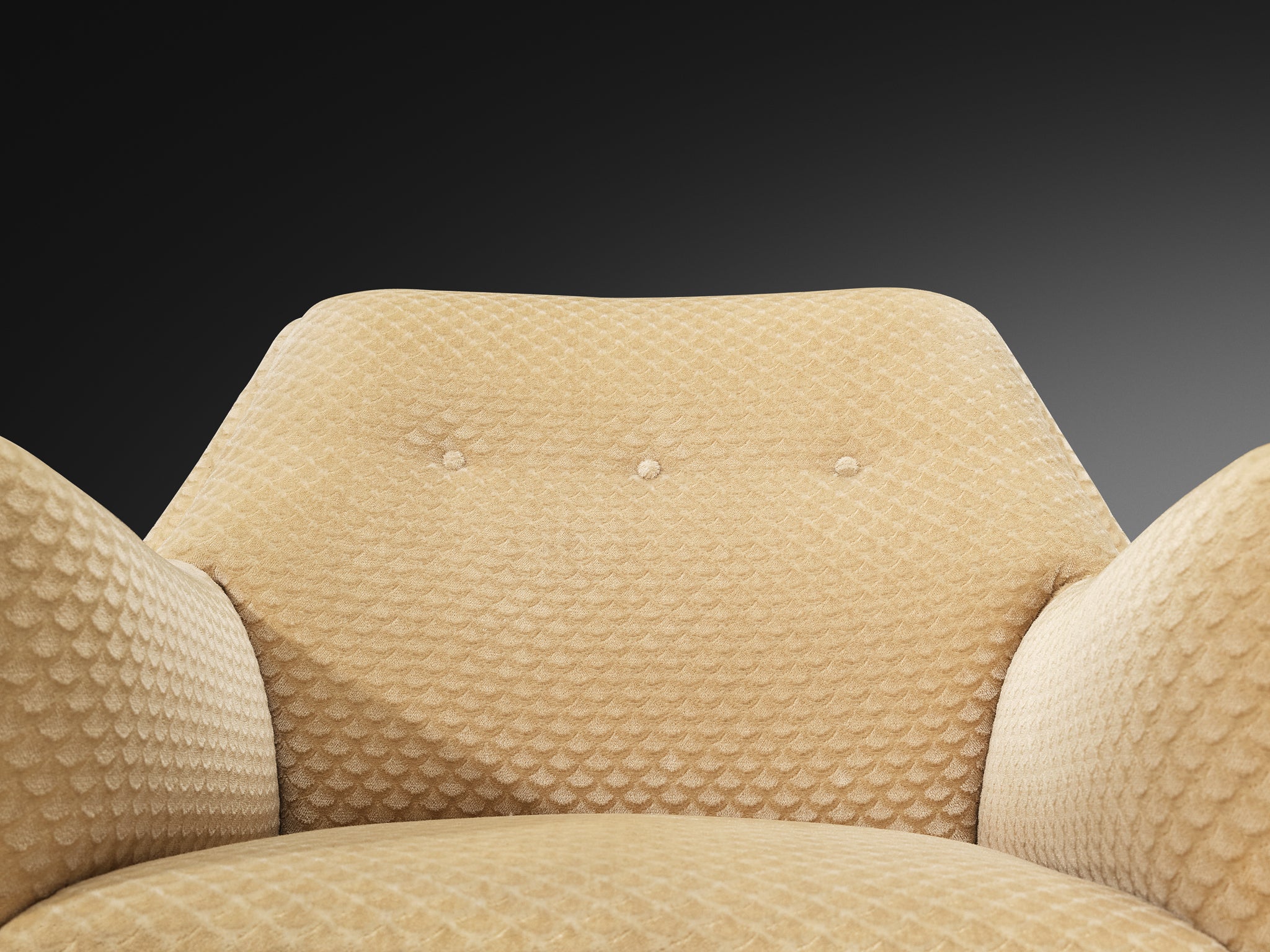 Pair of Mid-Century Modern Lounge Chairs in Beige Velvet