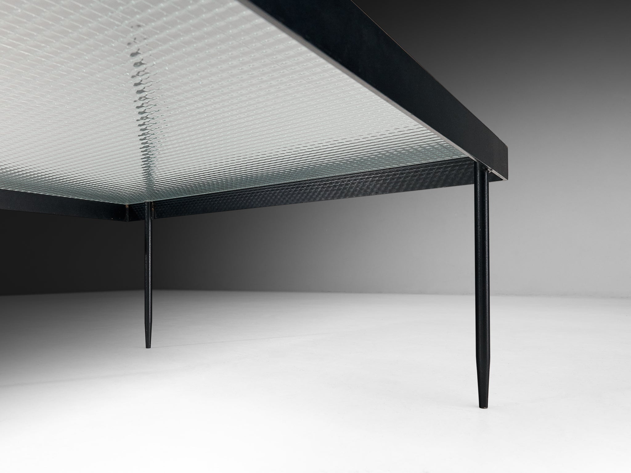 Janni van Pelt Square Coffee Table in Wired Glass and Steel Tables Morentz