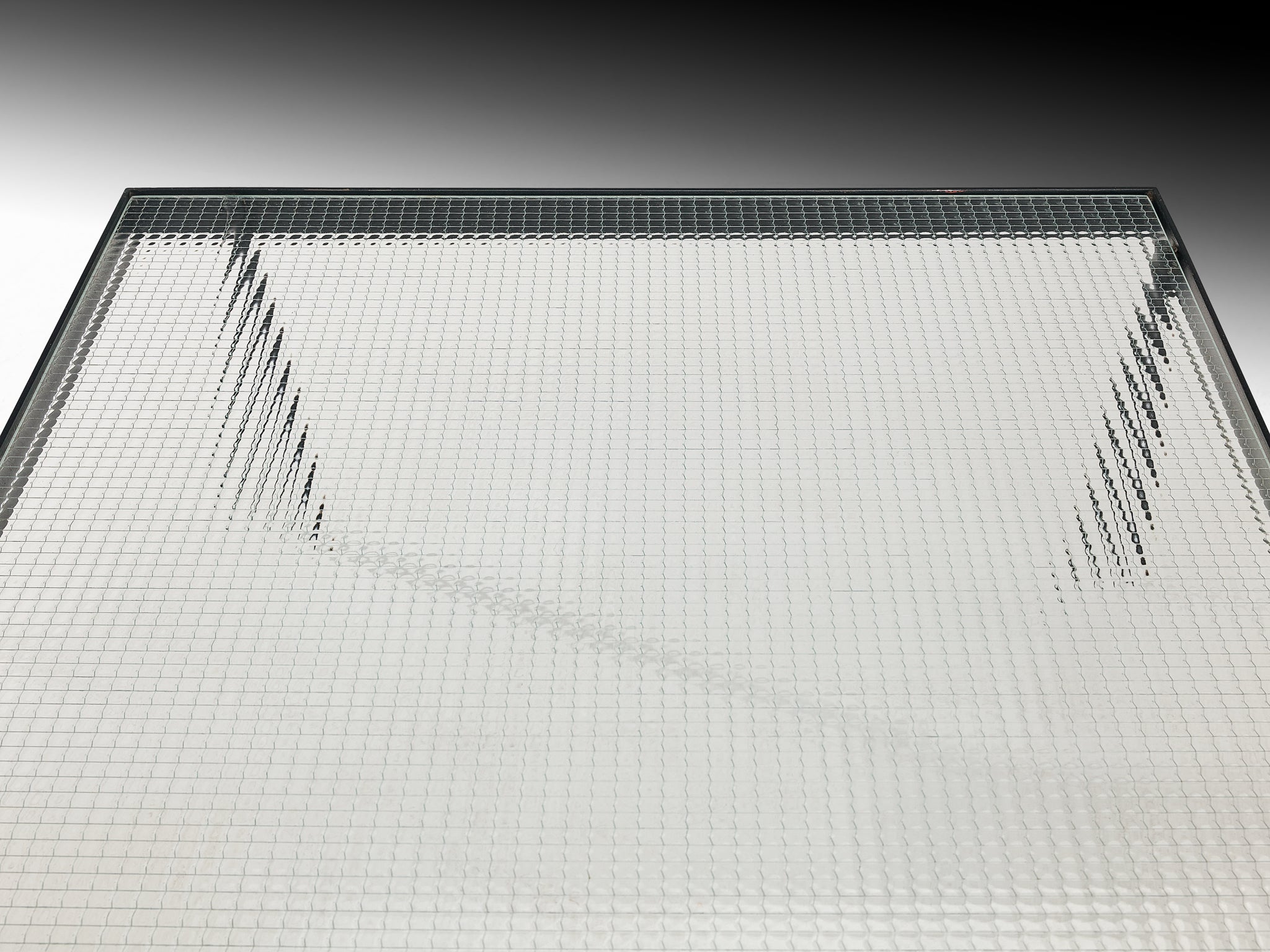 Janni van Pelt Square Coffee Table in Wired Glass and Steel Tables Morentz