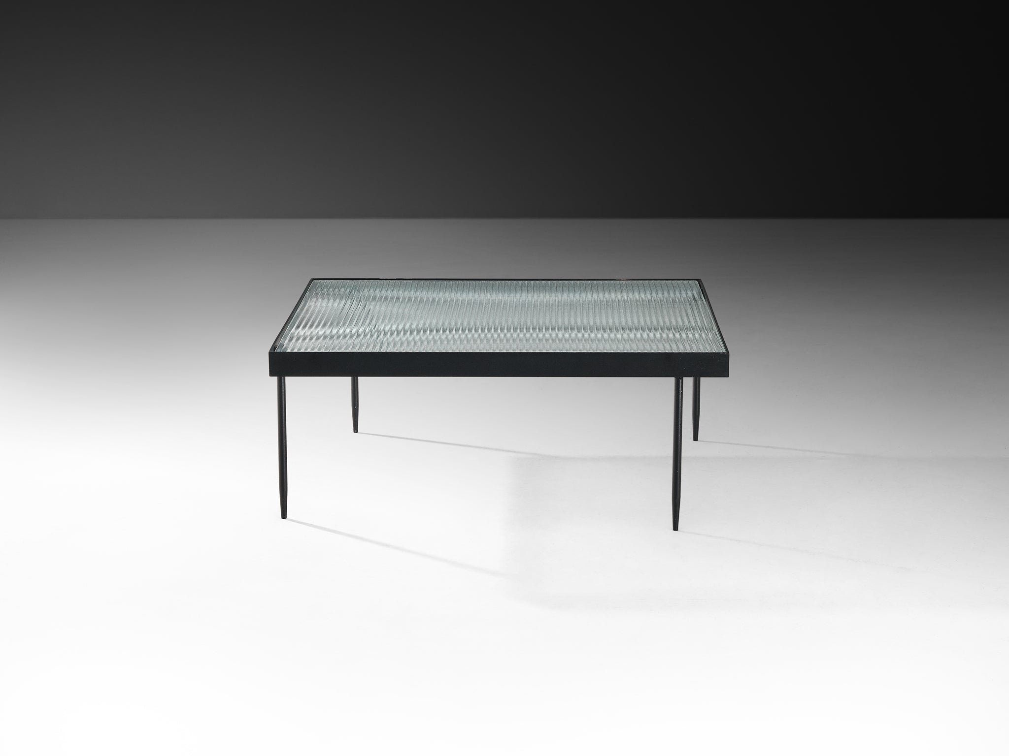 Janni van Pelt Square Coffee Table in Wired Glass and Steel Tables Morentz