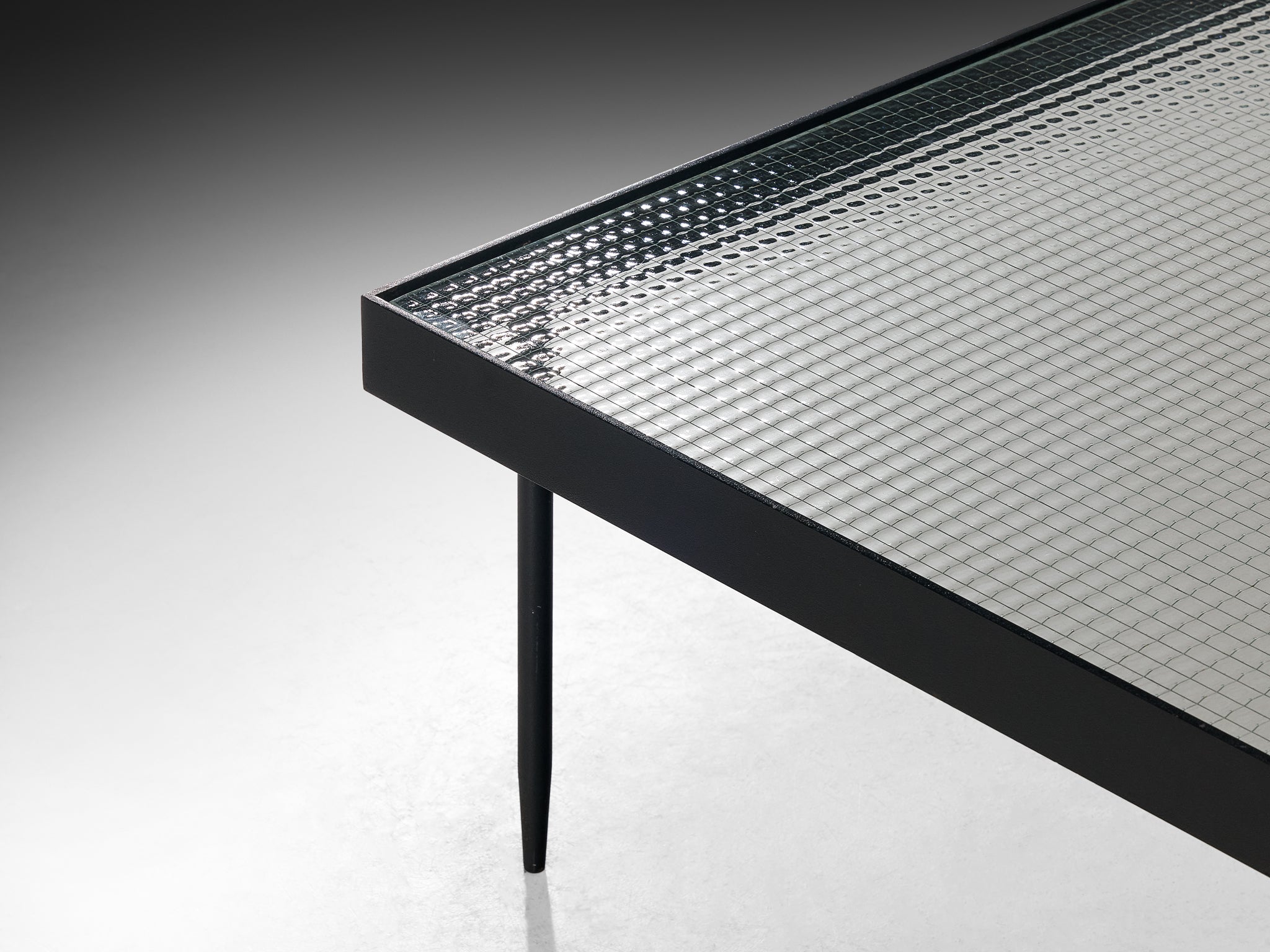 Janni van Pelt Square Coffee Table in Wired Glass and Steel Tables Morentz