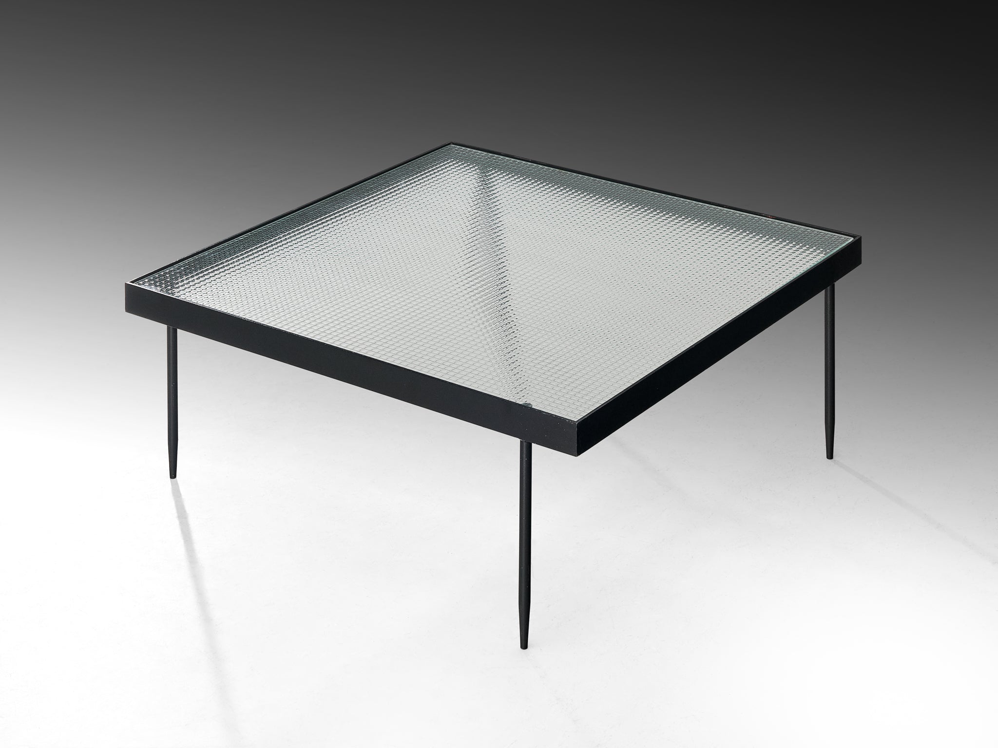 Janni van Pelt Square Coffee Table in Wired Glass and Steel Tables Morentz
