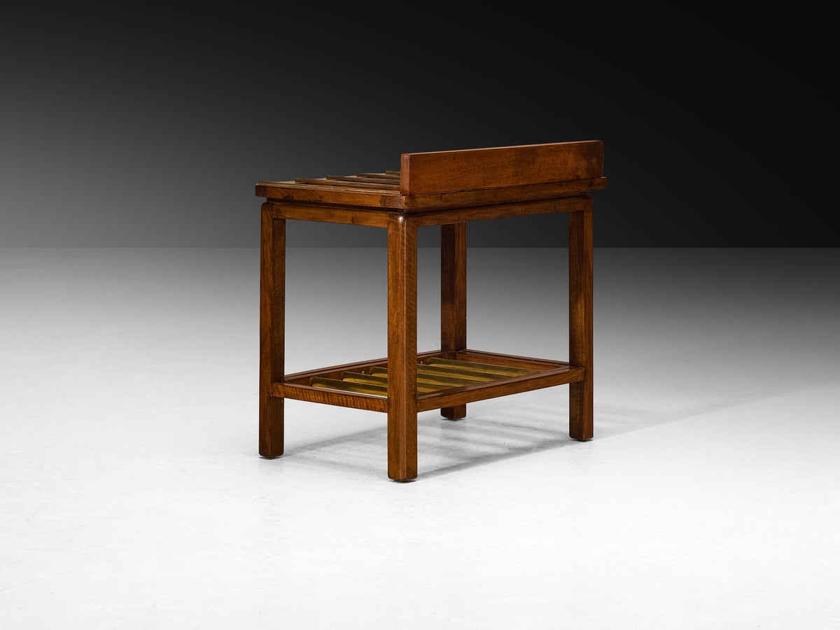 Mid-Century Italian Pair of Luggage Racks in Mahogany and Brass Tables Morentz