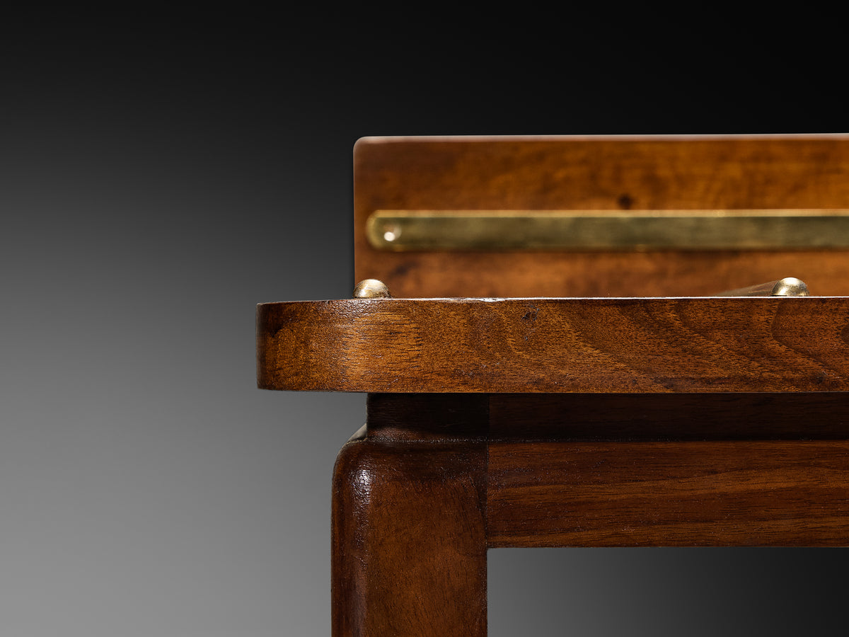 Mid-Century Italian Pair of Luggage Racks in Mahogany and Brass Tables Morentz
