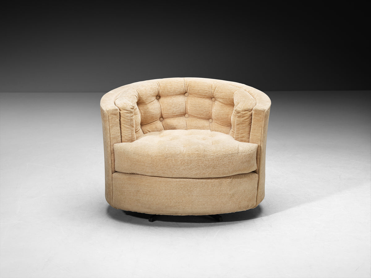 American Mid-Century Modern Pair of Barrel Swivel Chairs Seating Morentz