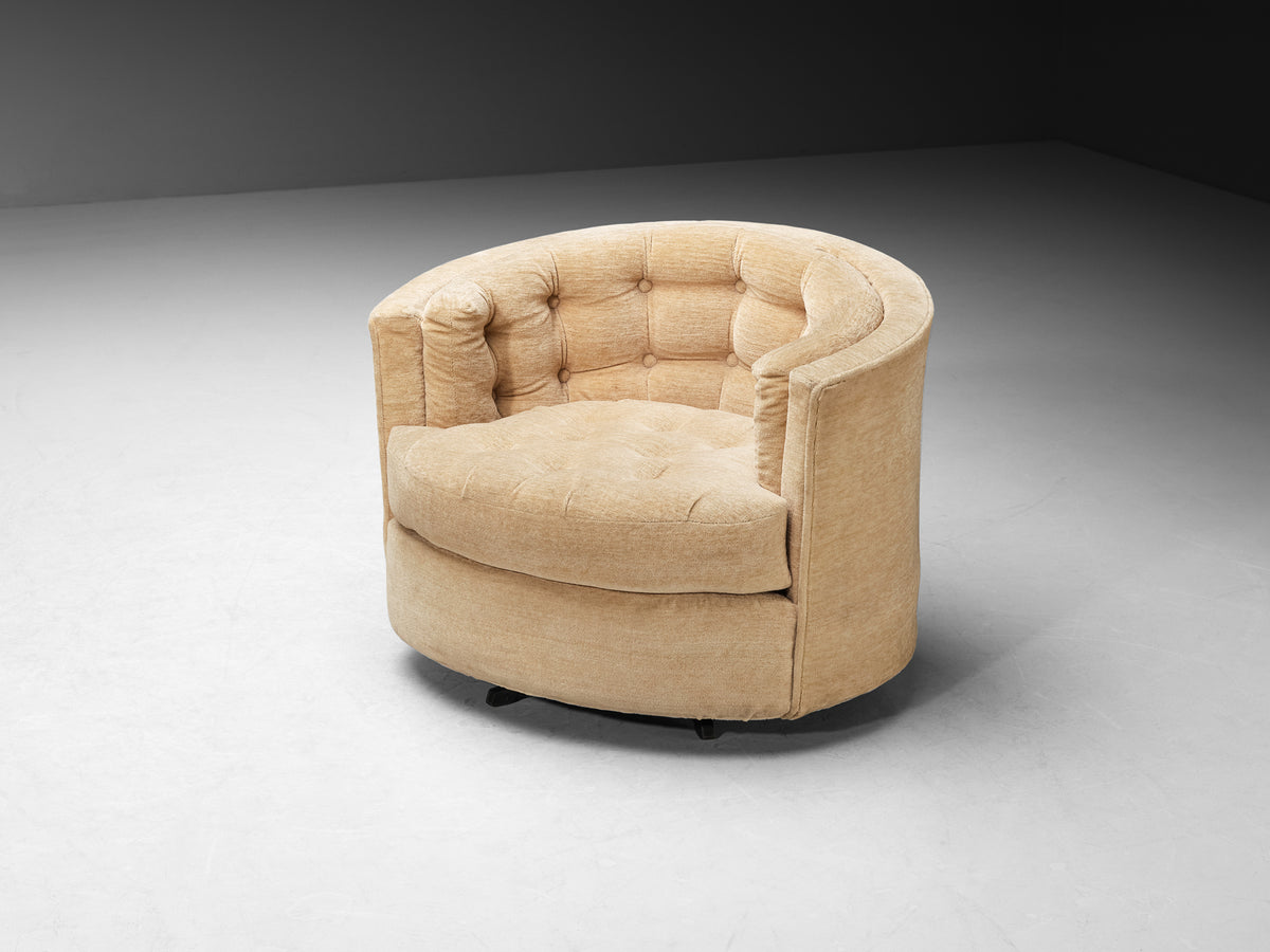 American Mid-Century Modern Pair of Barrel Swivel Chairs Seating Morentz