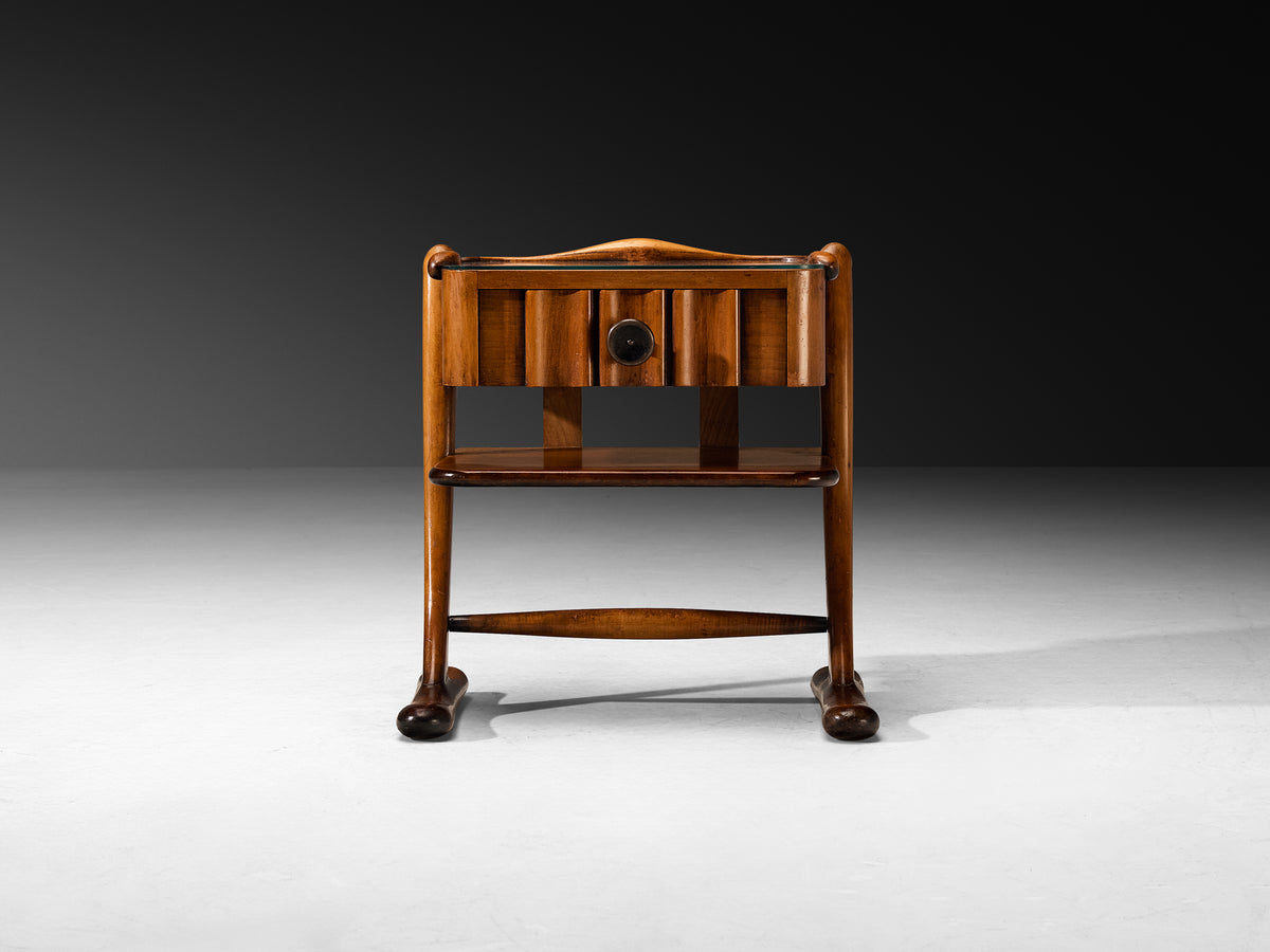 Pair of Sculptural Bedside Tables in Walnut and Glass More Furniture and Collectibles Morentz