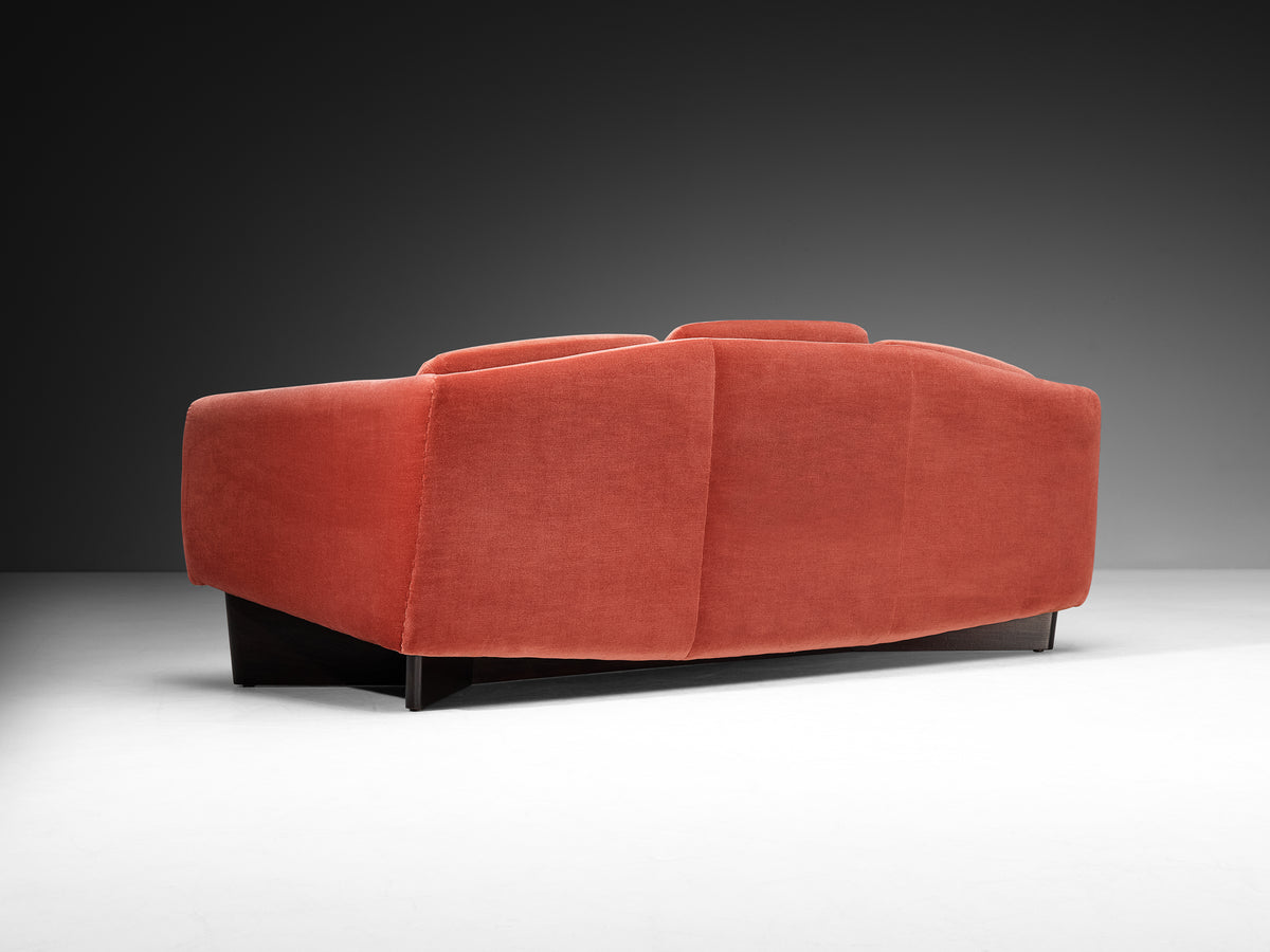 Pierre Guariche for Burov 'Monaco' Sofa in Dusty Rose Velvet and Wood