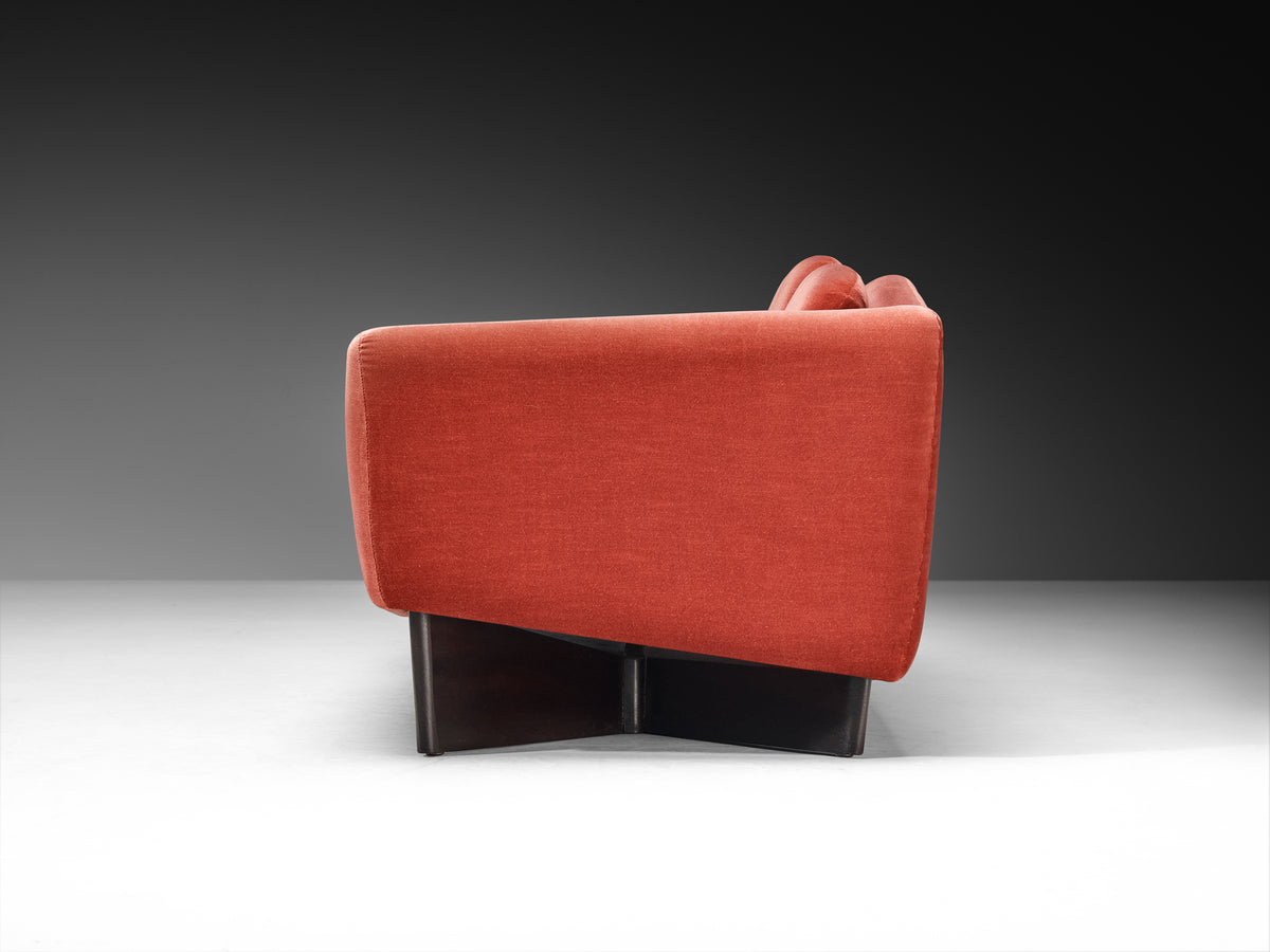Pierre Guariche for Burov 'Monaco' Sofa in Dusty Rose Velvet and Wood