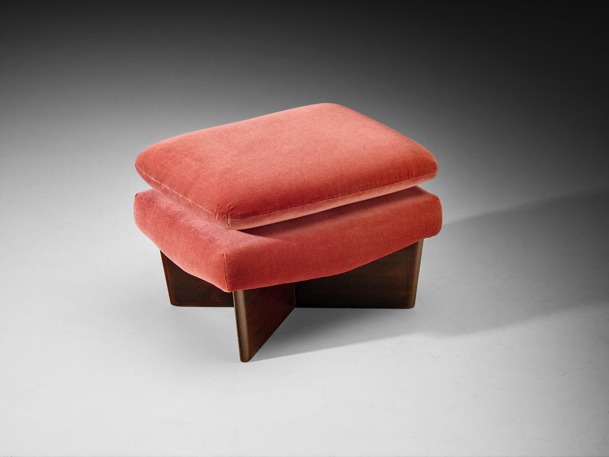 Pierre Guariche for Burov Pair of Monaco Lounge Chairs with Ottoman in Velvet Seating Morentz